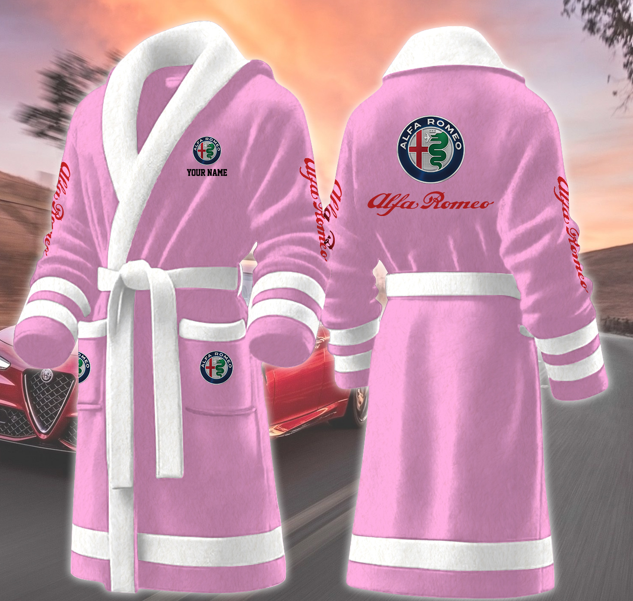 alffa romeo motocycles personalized fleece bathrobe p7sag