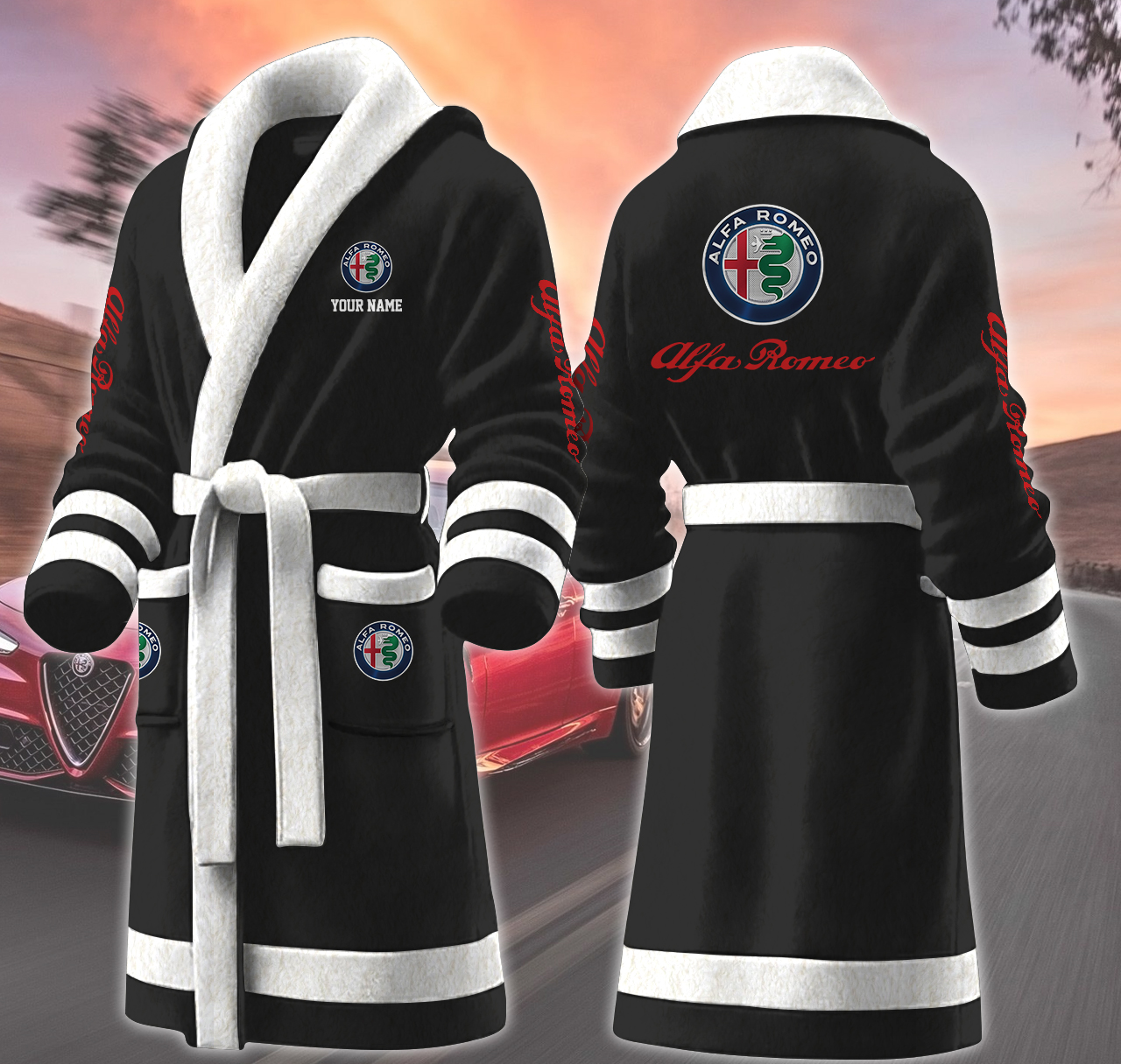 alffa romeo motocycles personalized fleece bathrobe vpt0d