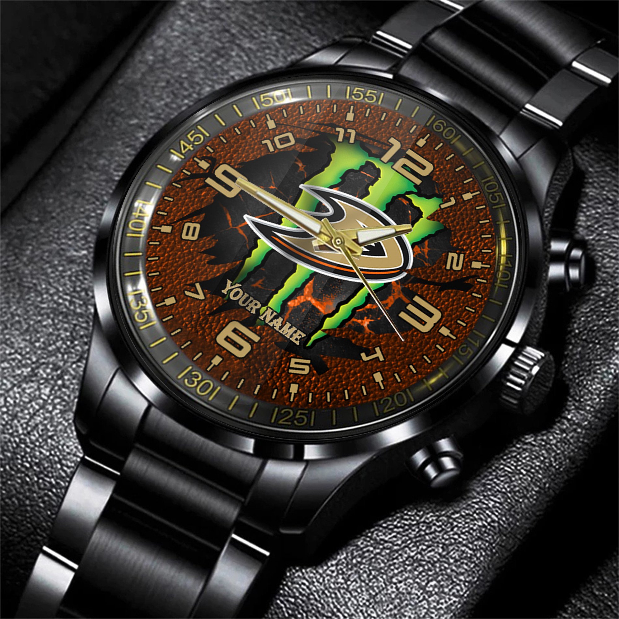 anaheim ducks nhl personalized 3d black men hand watch gift for fans 2plsm
