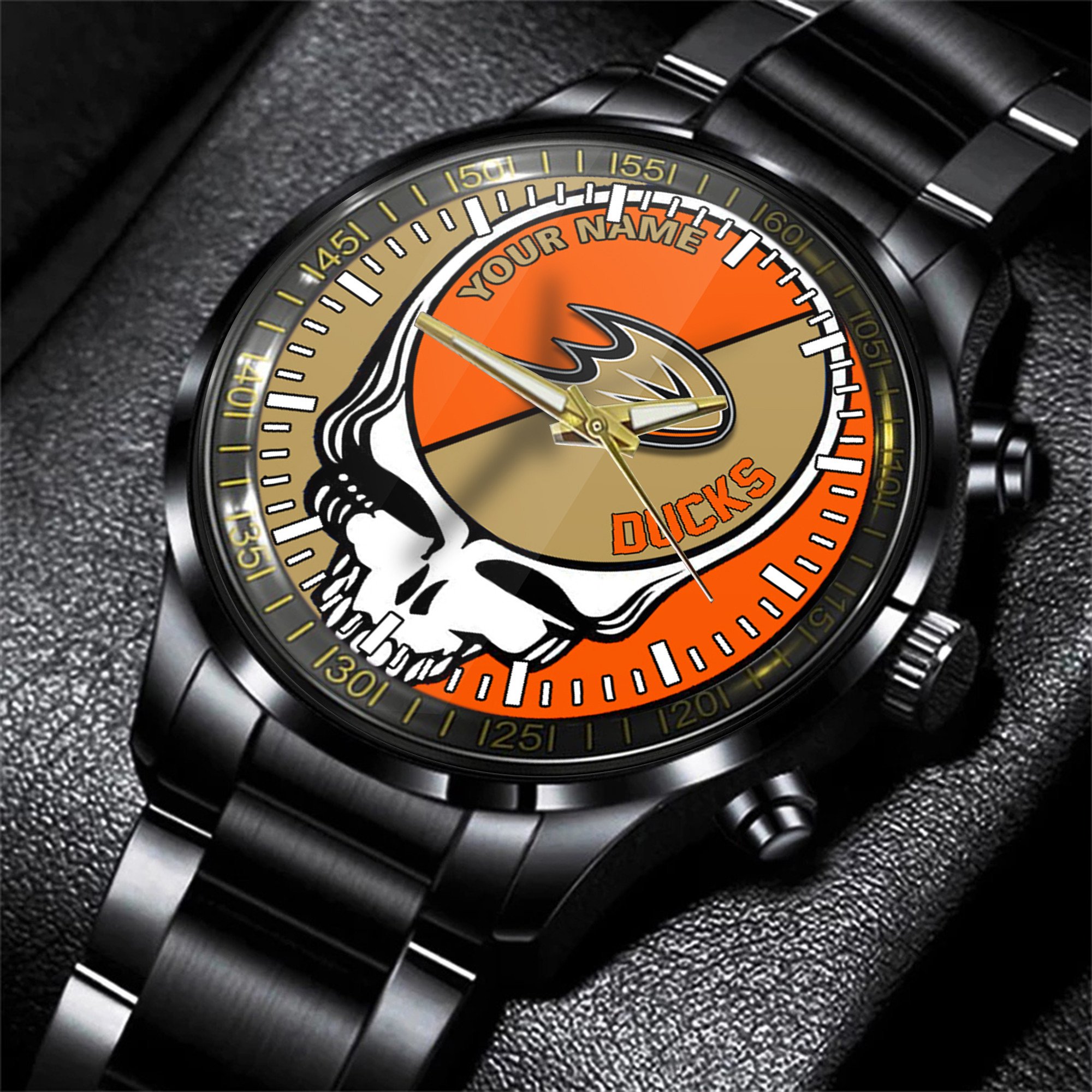 anaheim ducks nhl skull personalized hand watch gift for fans ao2ss
