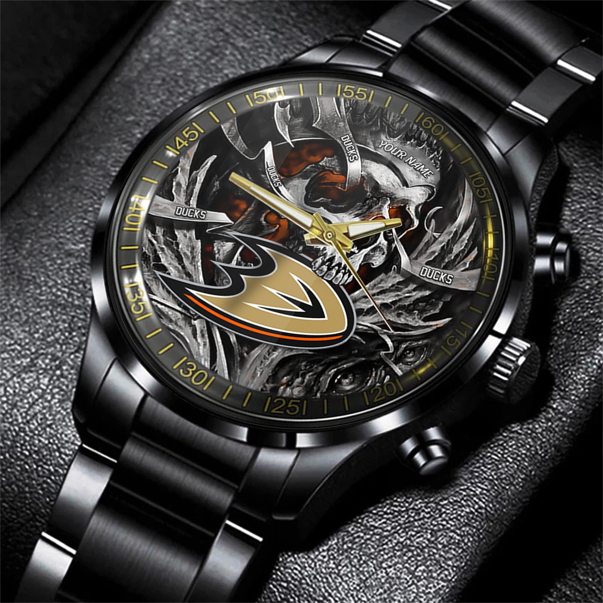 anaheim ducks nhl skull personalized hand watch gift for fans sgtrl