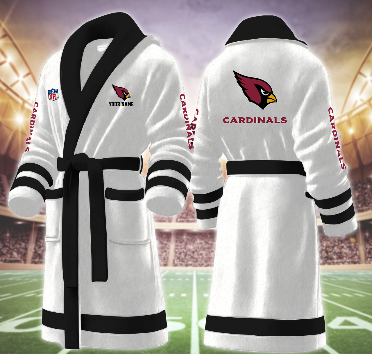 arizona cardinals nfl personalized fleece bathrobe hczrt