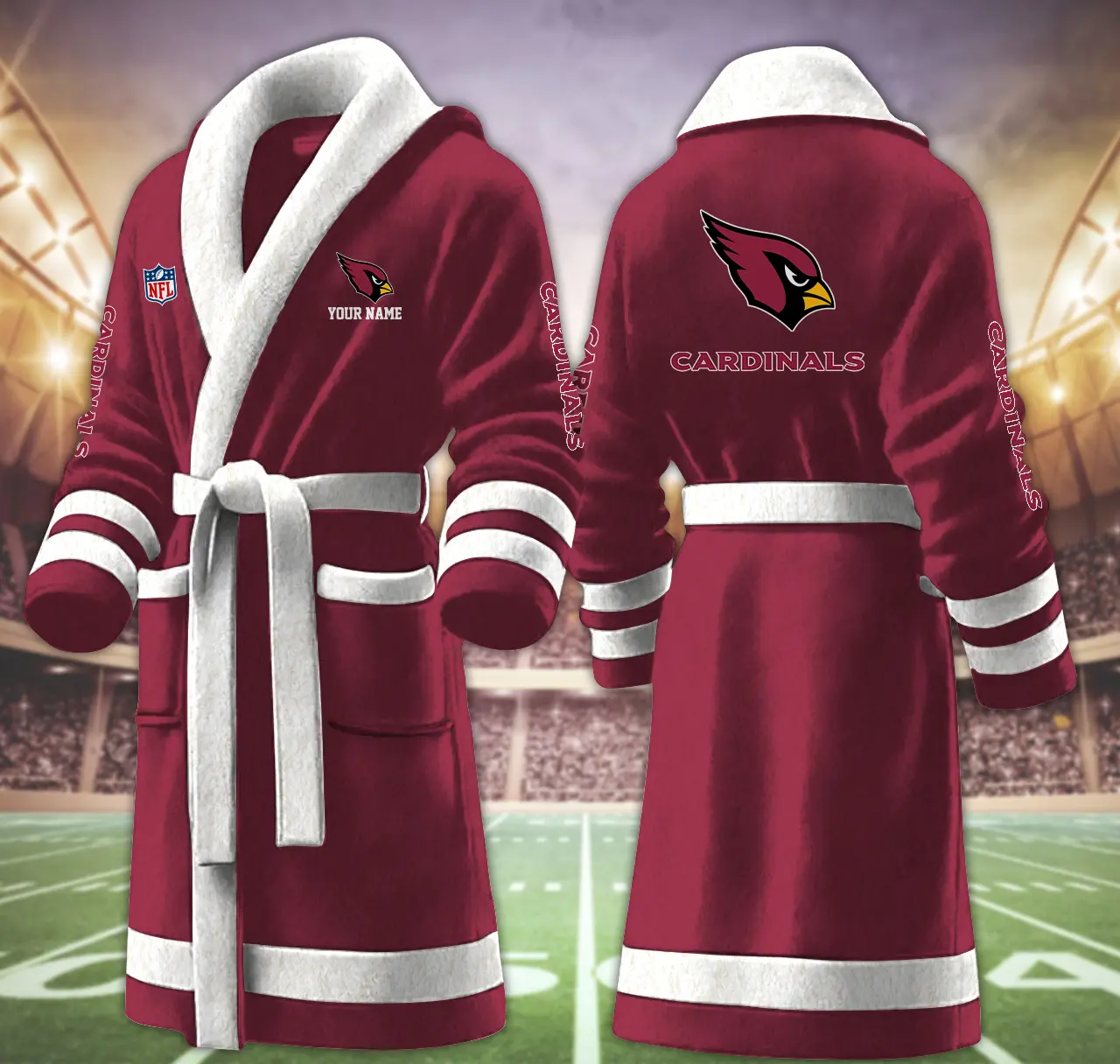 arizona cardinals nfl personalized fleece bathrobe omzk3
