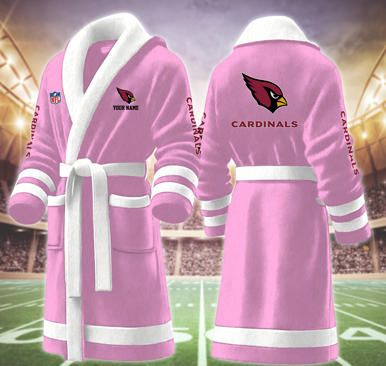 arizona cardinals nfl personalized fleece bathrobe pys7v