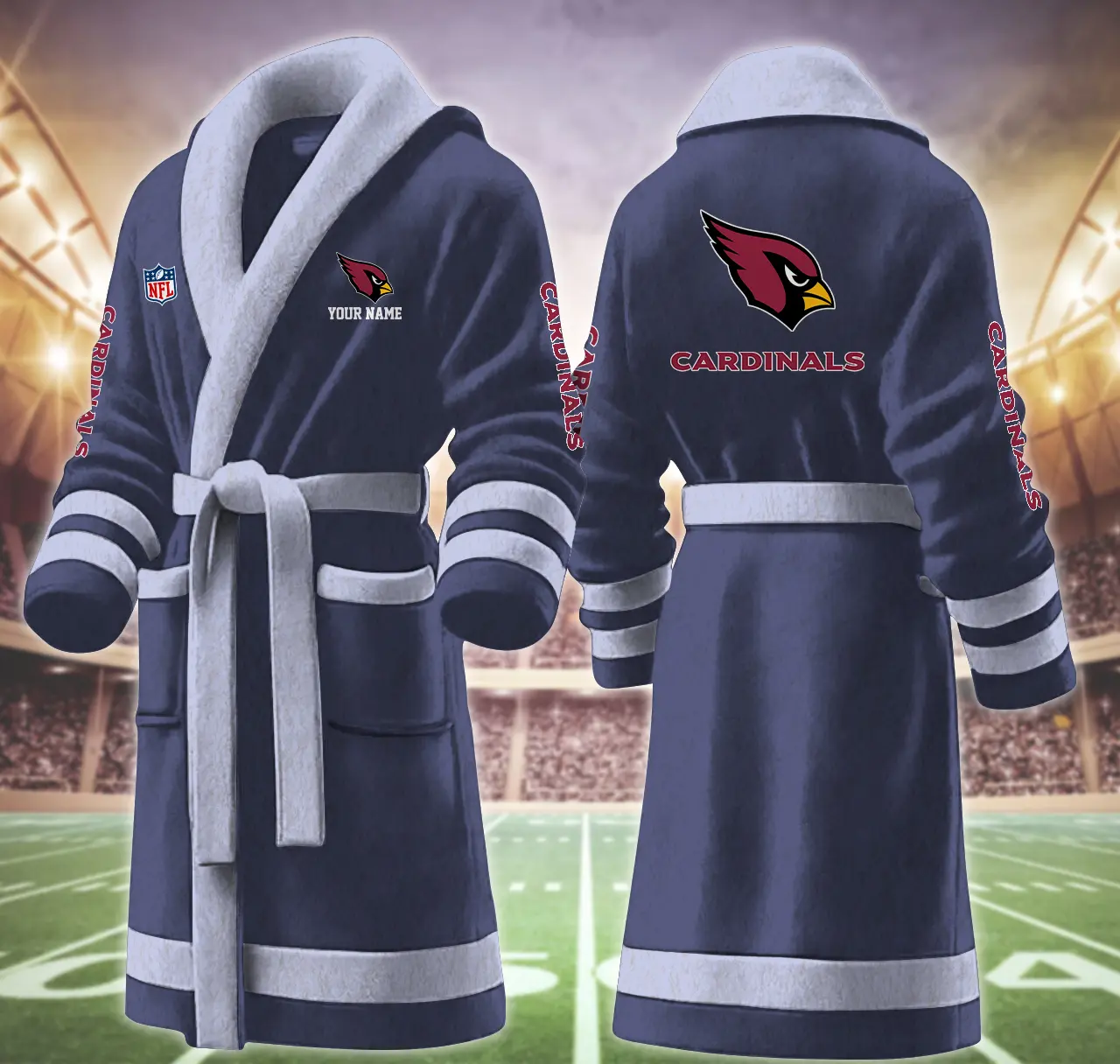 arizona cardinals nfl personalized fleece bathrobe u6ksp