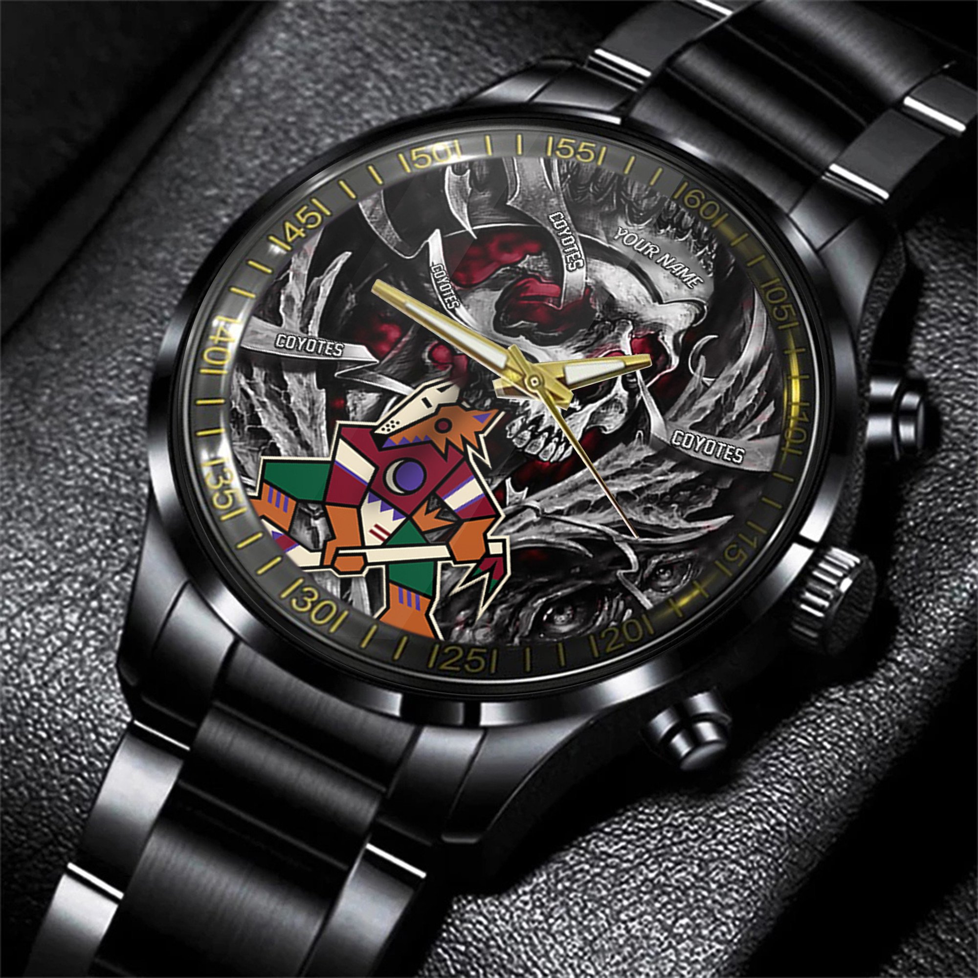 arizona coyotes nhl skull personalized hand watch gift for fans 6emxr