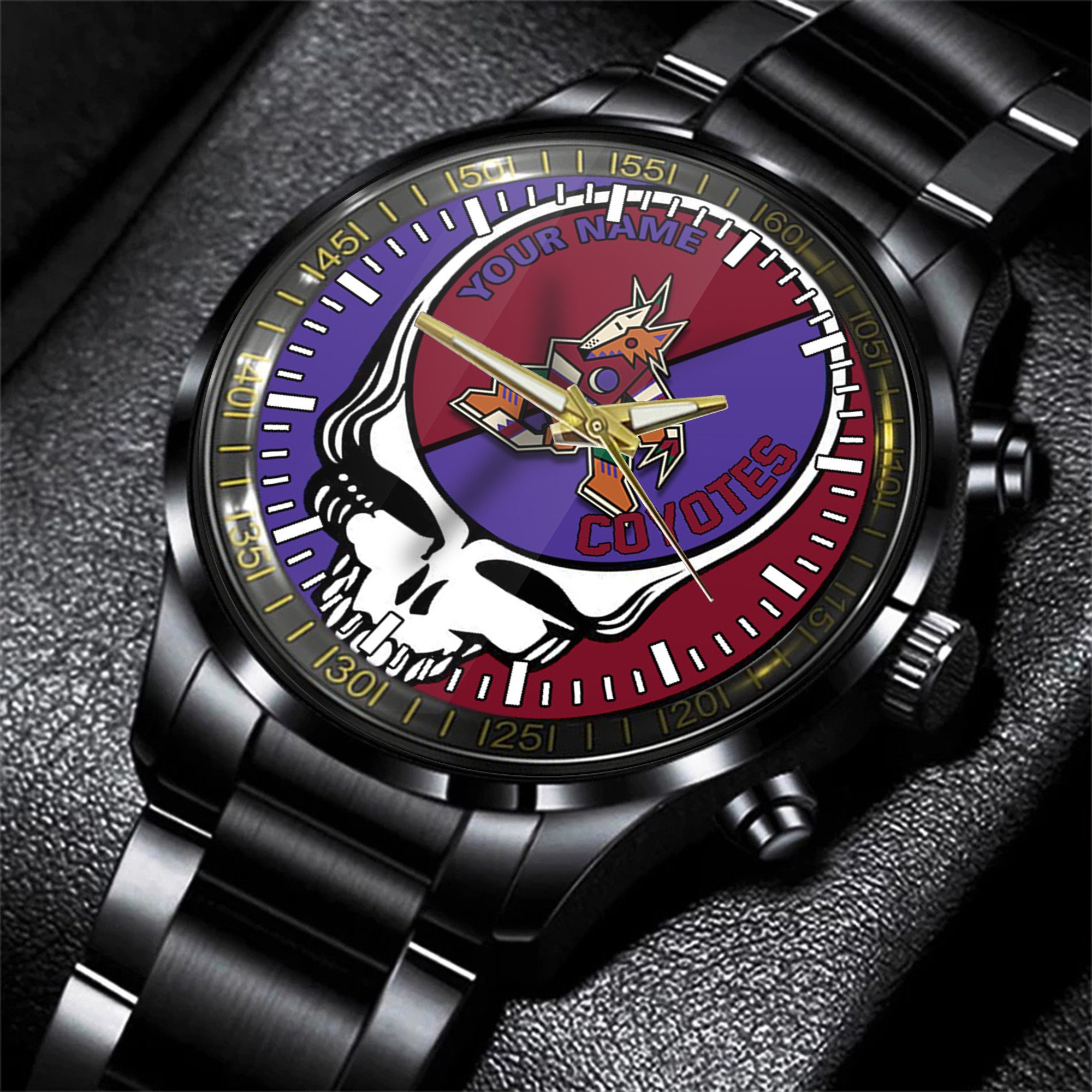 arizona coyotes nhl skull personalized hand watch gift for fans qahqk