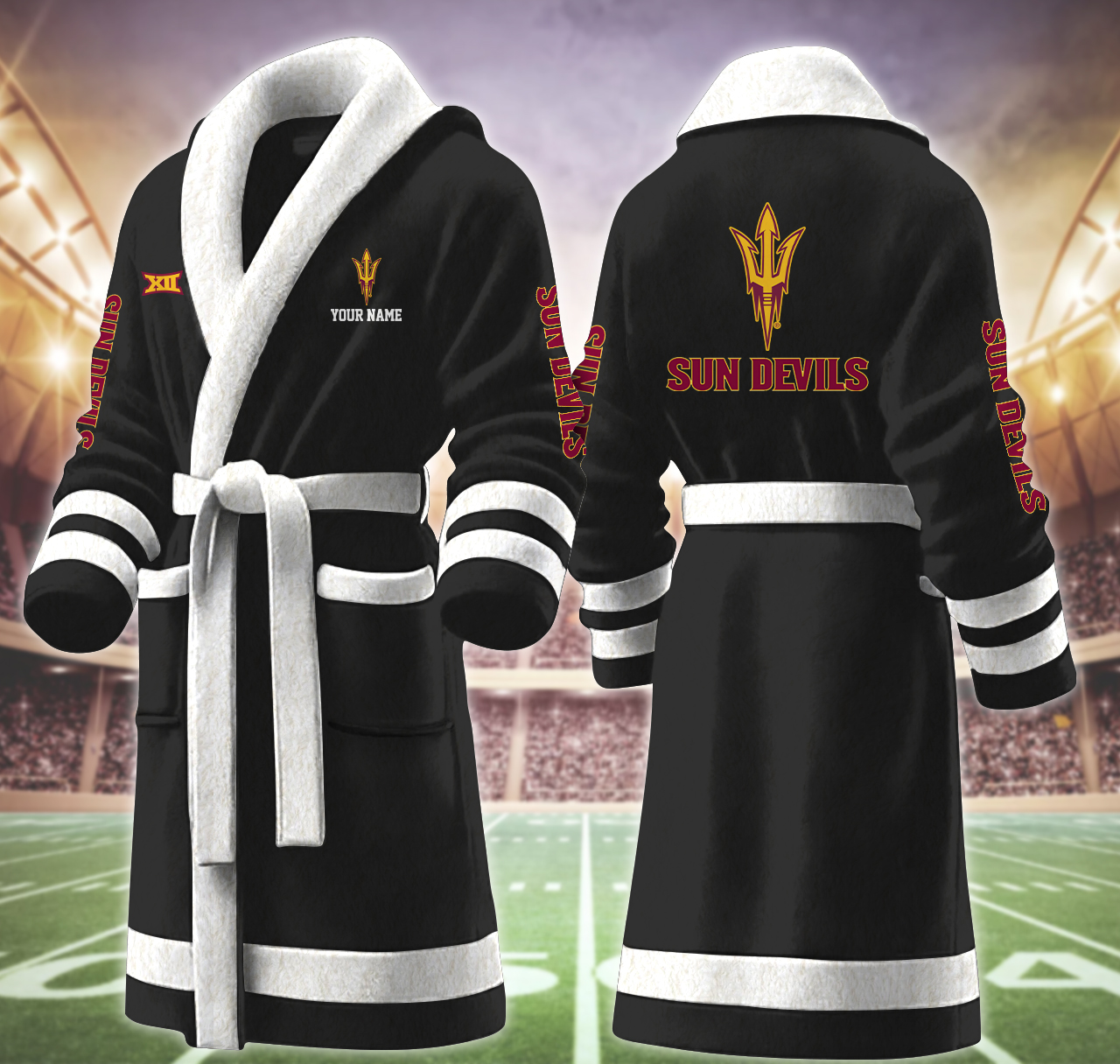arizona state sun devils ncaa personalized fleece bathrobe fyibx