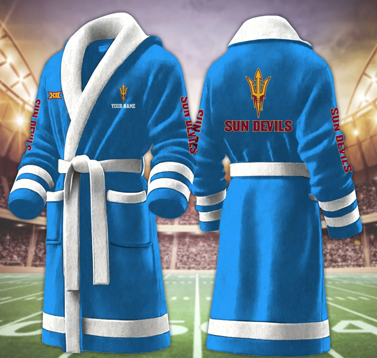 arizona state sun devils ncaa personalized fleece bathrobe wrr3y