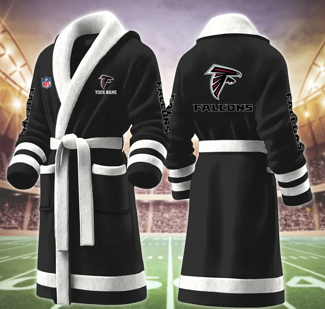 atlanta falcons nfl personalized fleece bathrobe emkbl