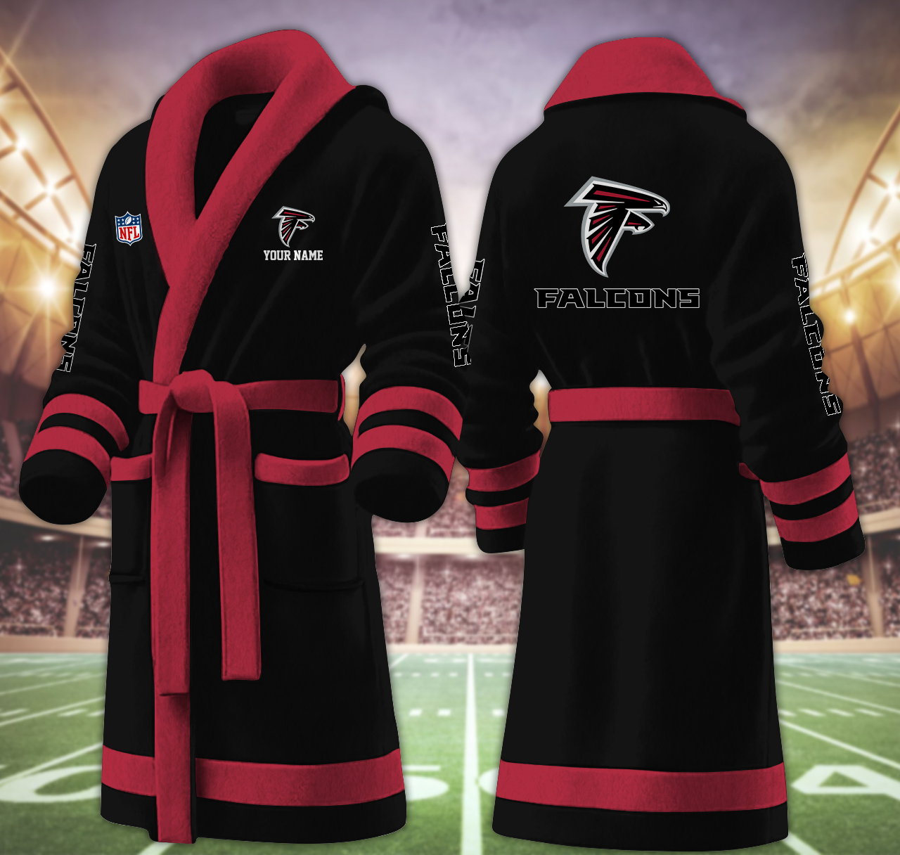 atlanta falcons nfl personalized fleece bathrobe mnlnz