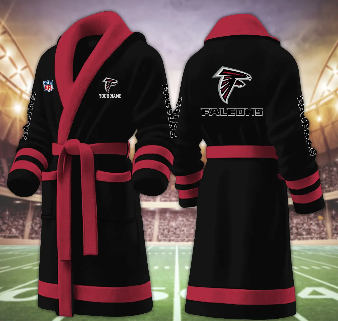 atlanta falcons nfl personalized fleece bathrobe mnlnz