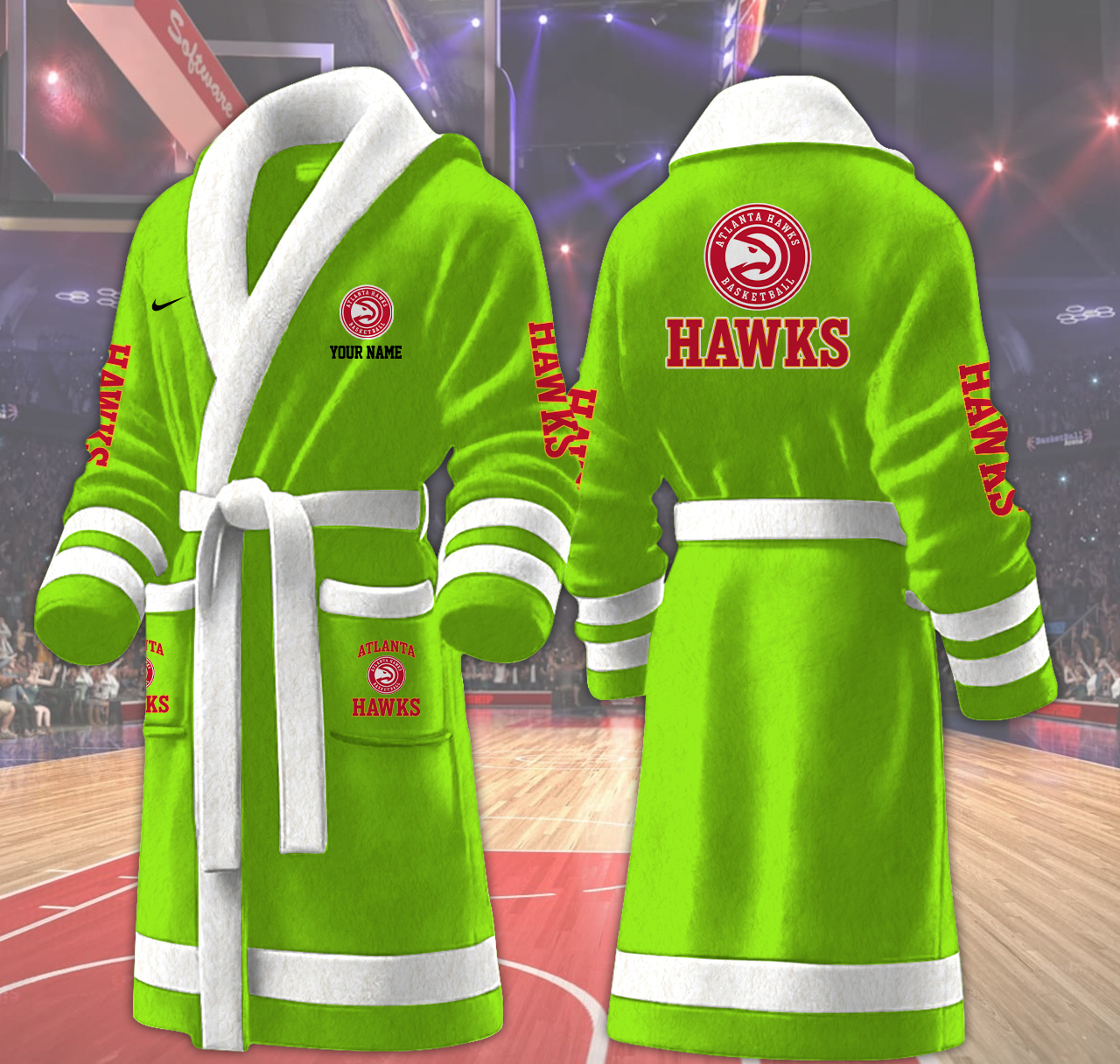 atlanta hawks nba personalized fleece bathrobe 5acj4