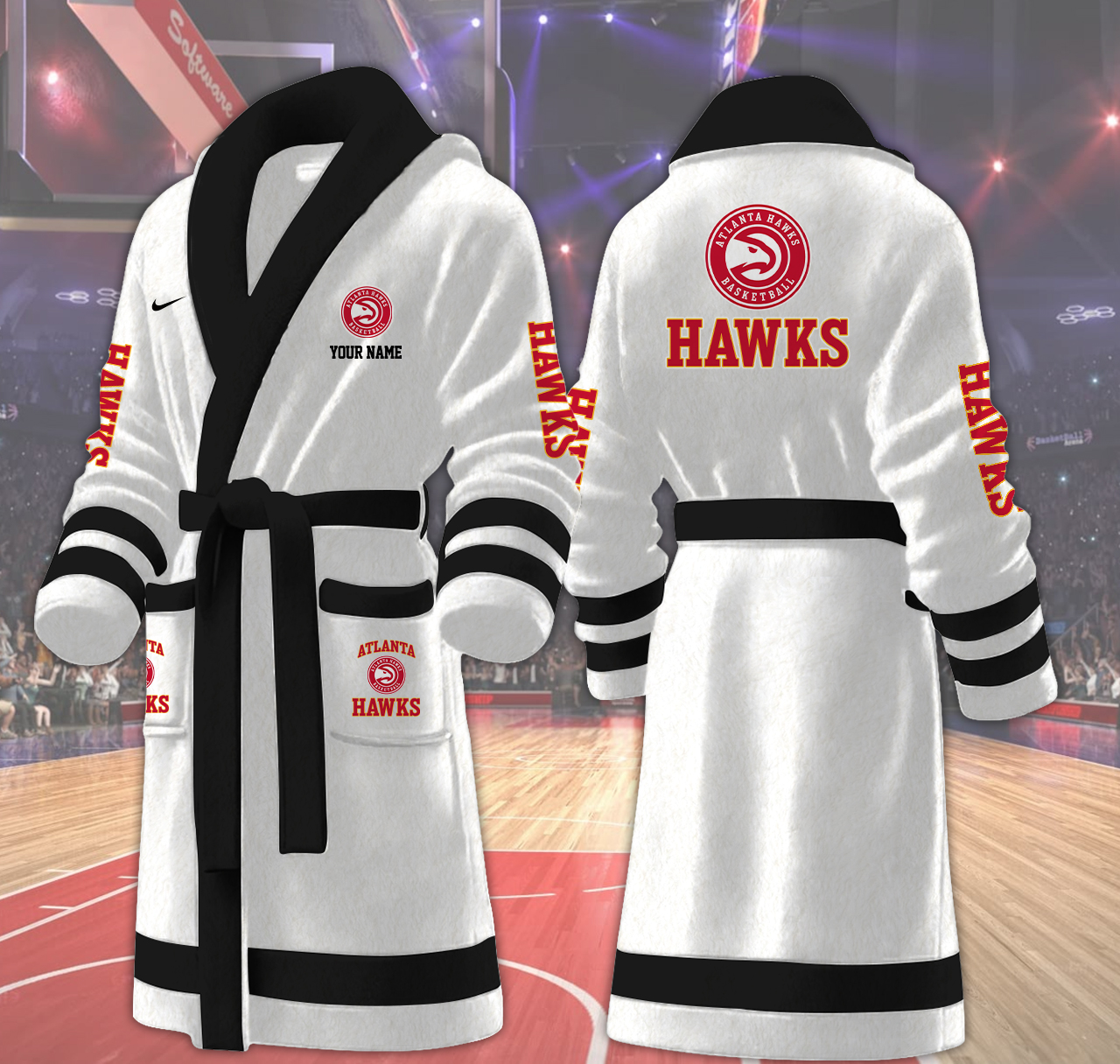atlanta hawks nba personalized fleece bathrobe 8xtiu