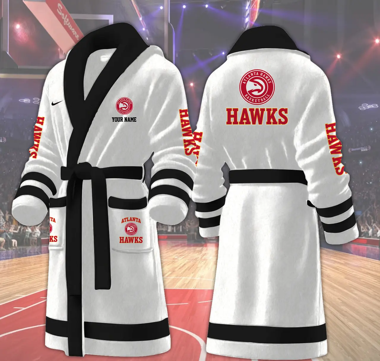 atlanta hawks nba personalized fleece bathrobe 8xtiu
