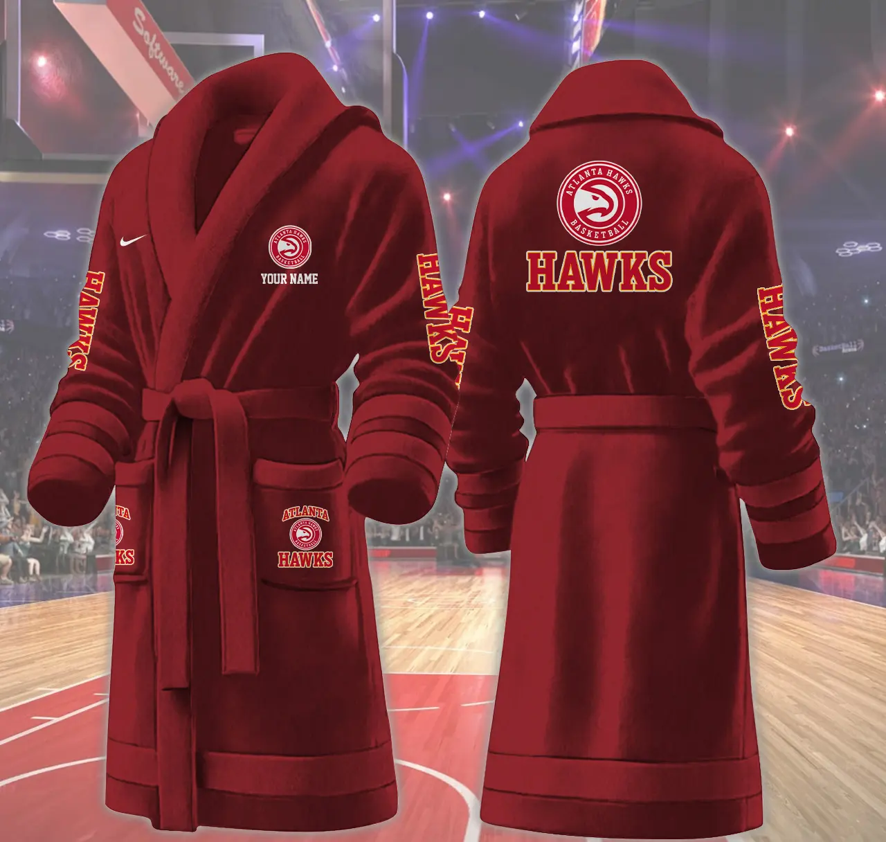 atlanta hawks nba personalized fleece bathrobe fj4hw