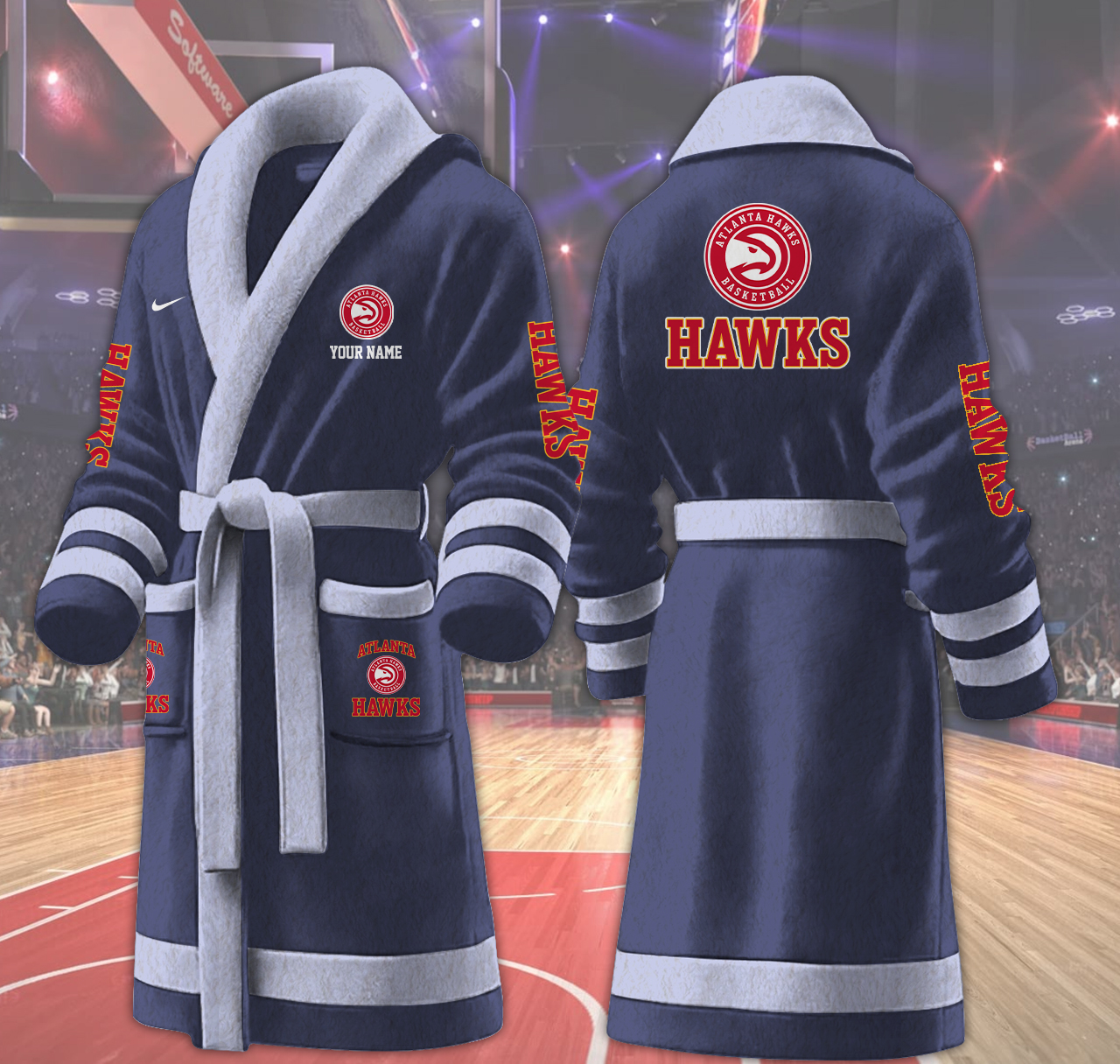 atlanta hawks nba personalized fleece bathrobe jluhy
