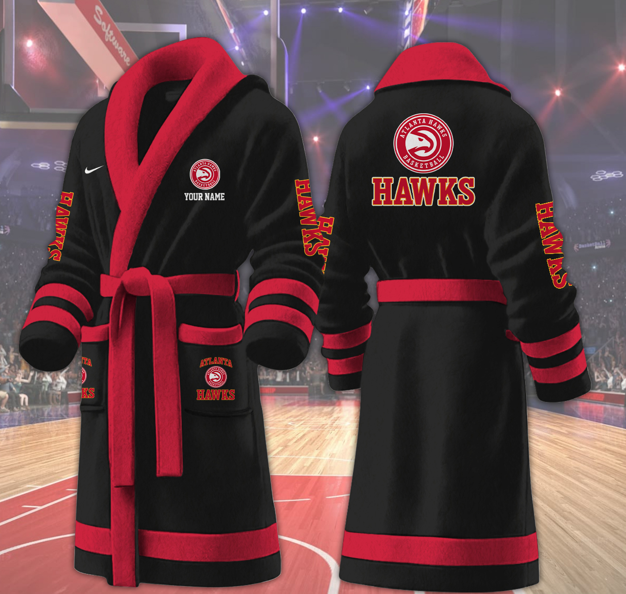 atlanta hawks nba personalized fleece bathrobe lranr