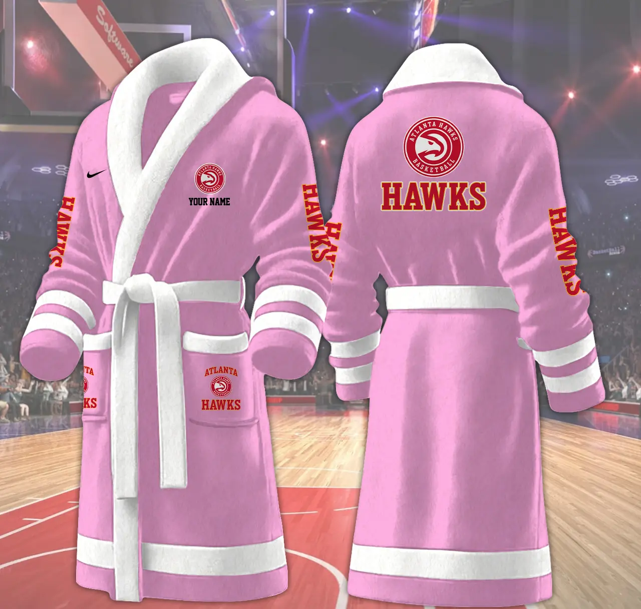 atlanta hawks nba personalized fleece bathrobe vdymi