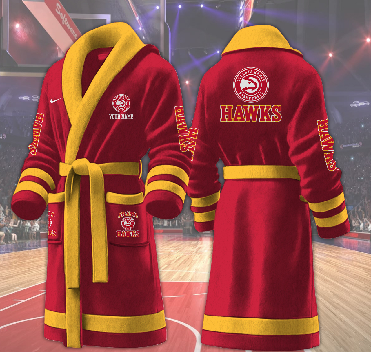 atlanta hawks nba personalized fleece bathrobe xatde