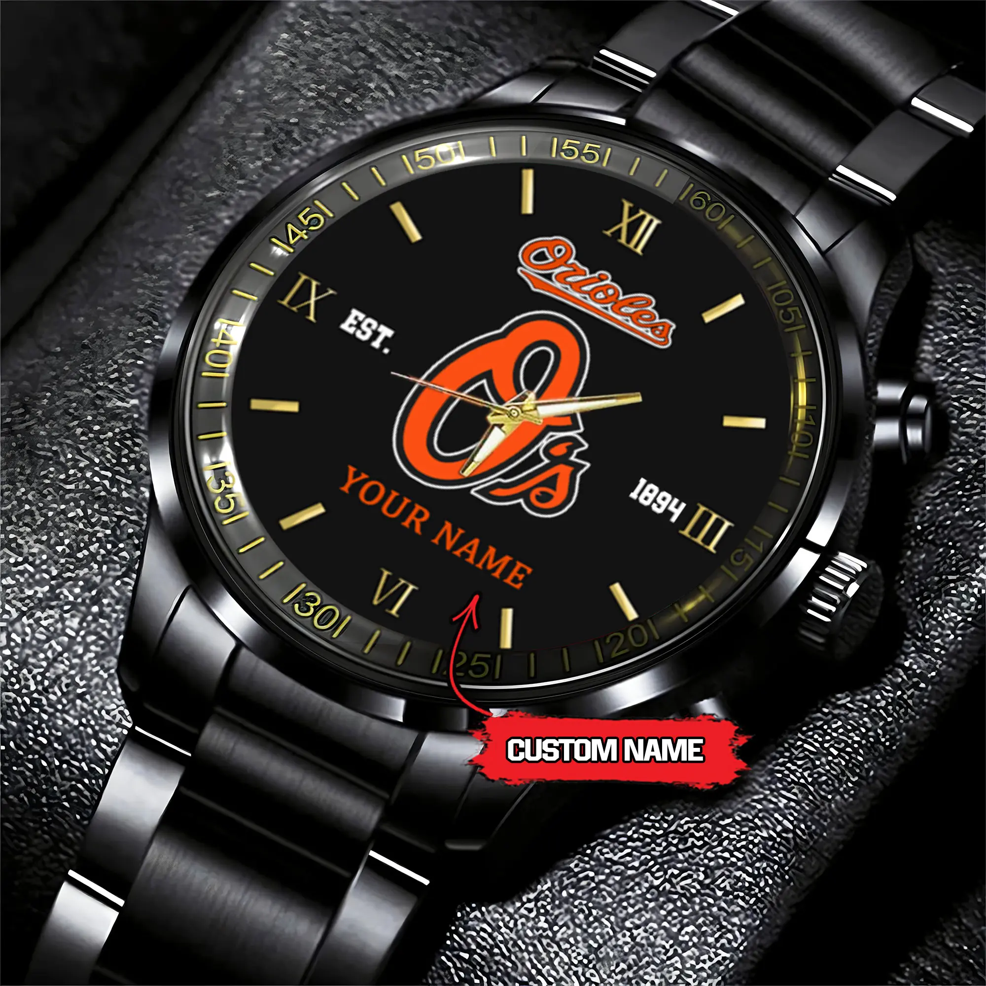 baltimore orioles mlb black fashion watch custom your name zva1x