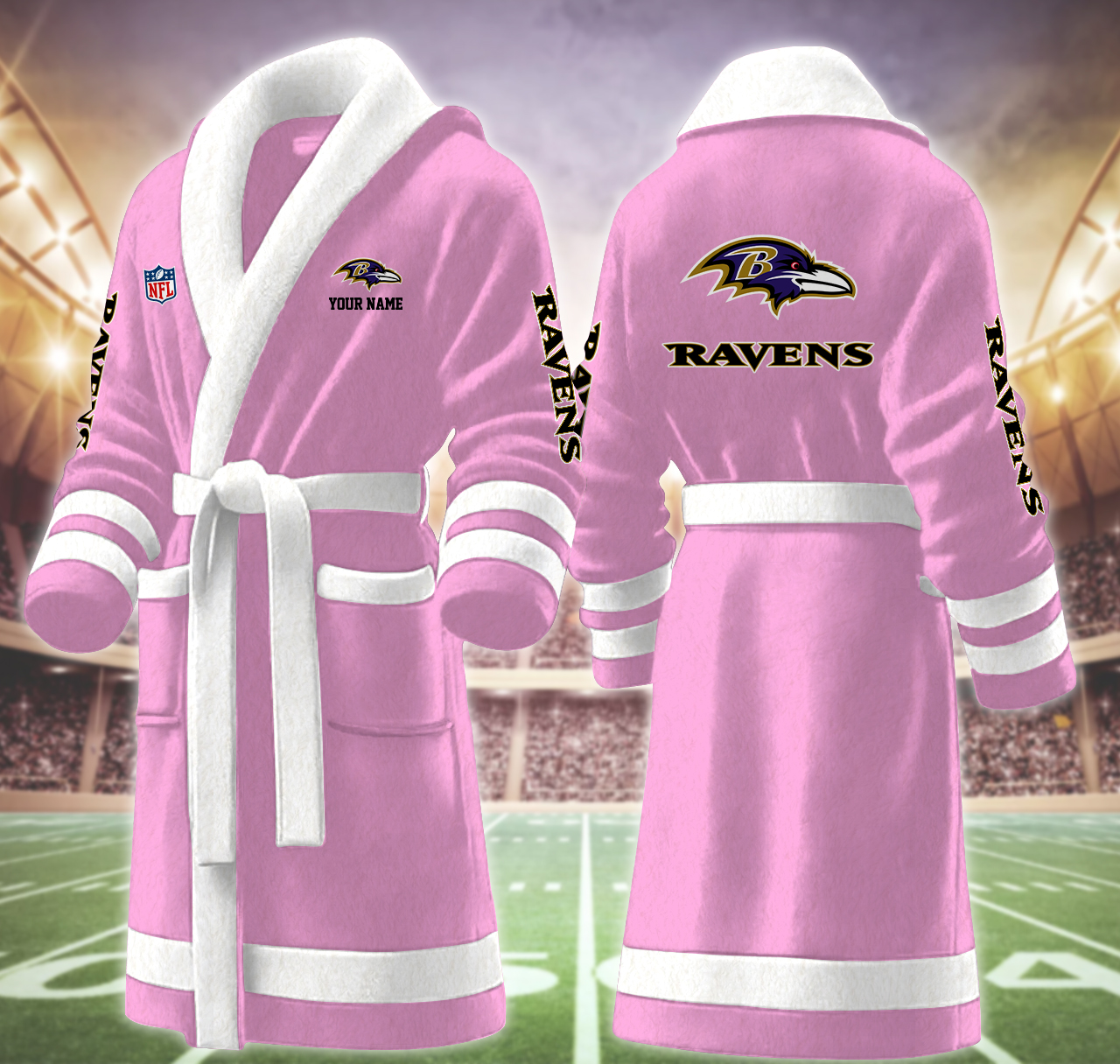 baltimore ravens nfl personalized fleece bathrobe 2rhng