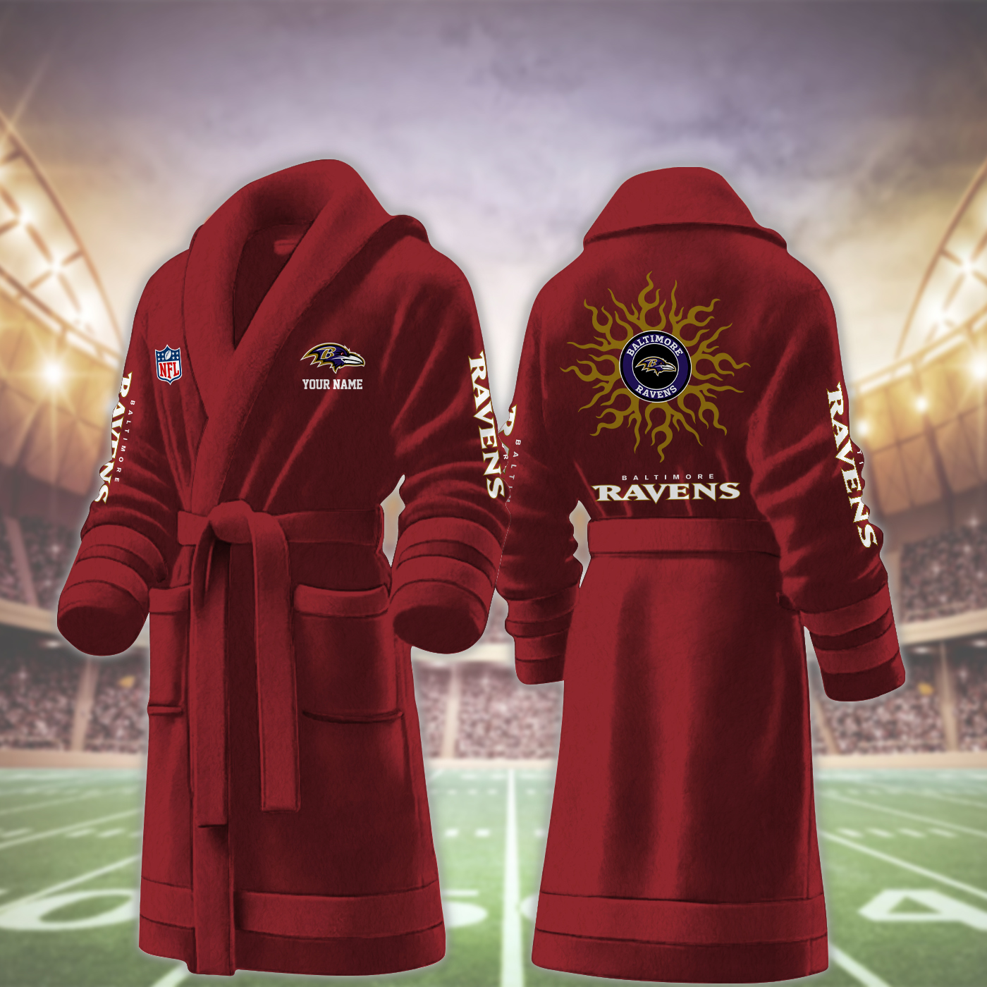 baltimore ravens nfl personalized fleece bathrobe exii3