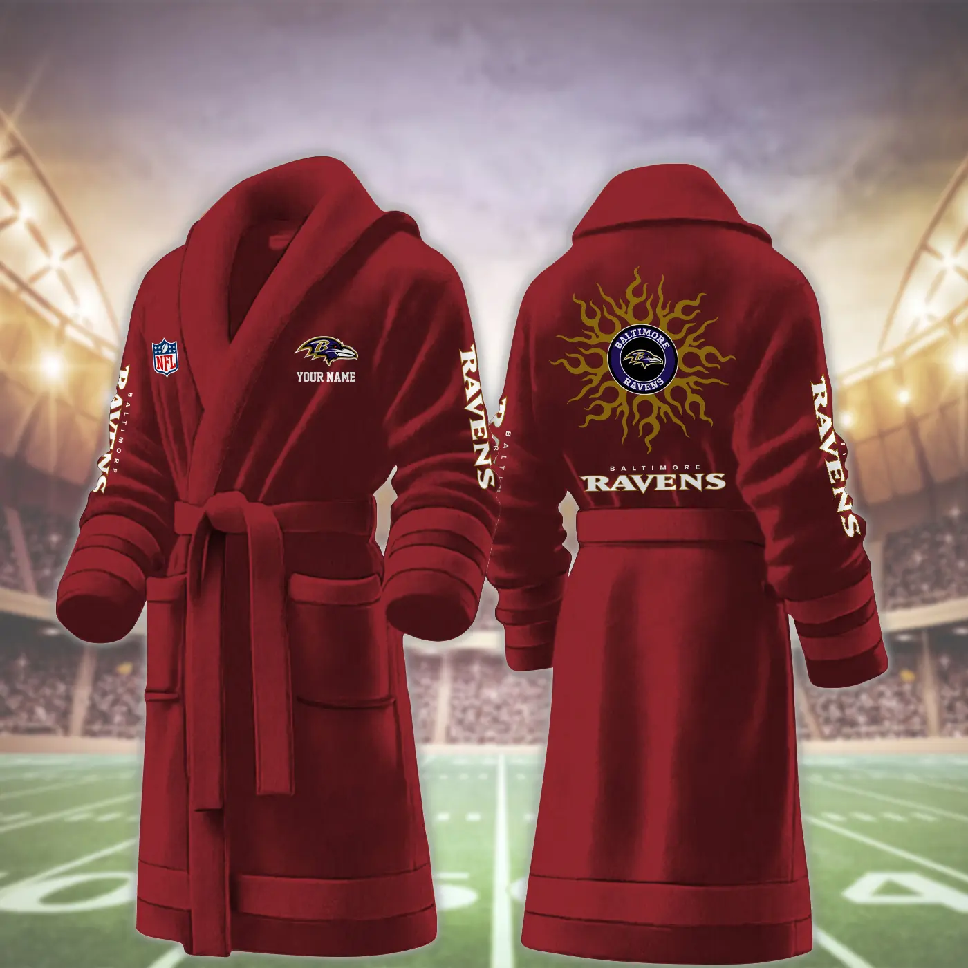 baltimore ravens nfl personalized fleece bathrobe exii3