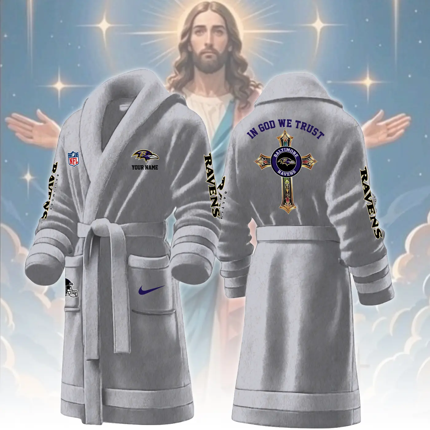 baltimore ravens nfl personalized fleece bathrobe kqc0n