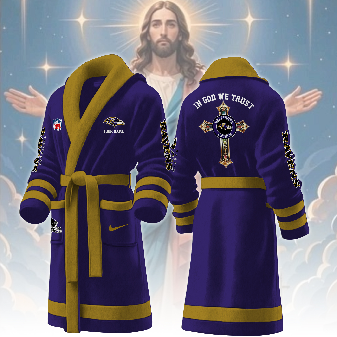 baltimore ravens nfl personalized fleece bathrobe tp7xq