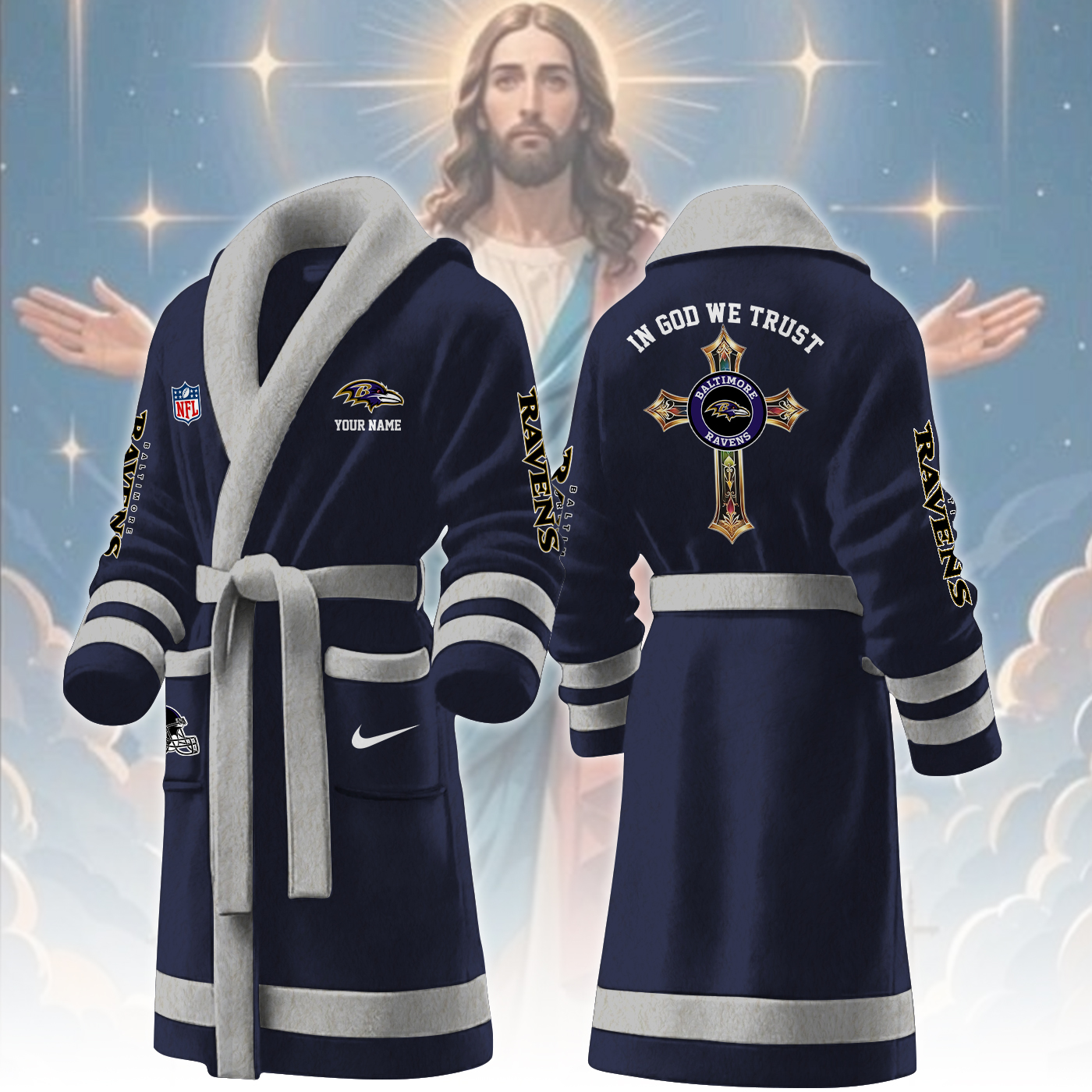 baltimore ravens nfl personalized fleece bathrobe vkkdk