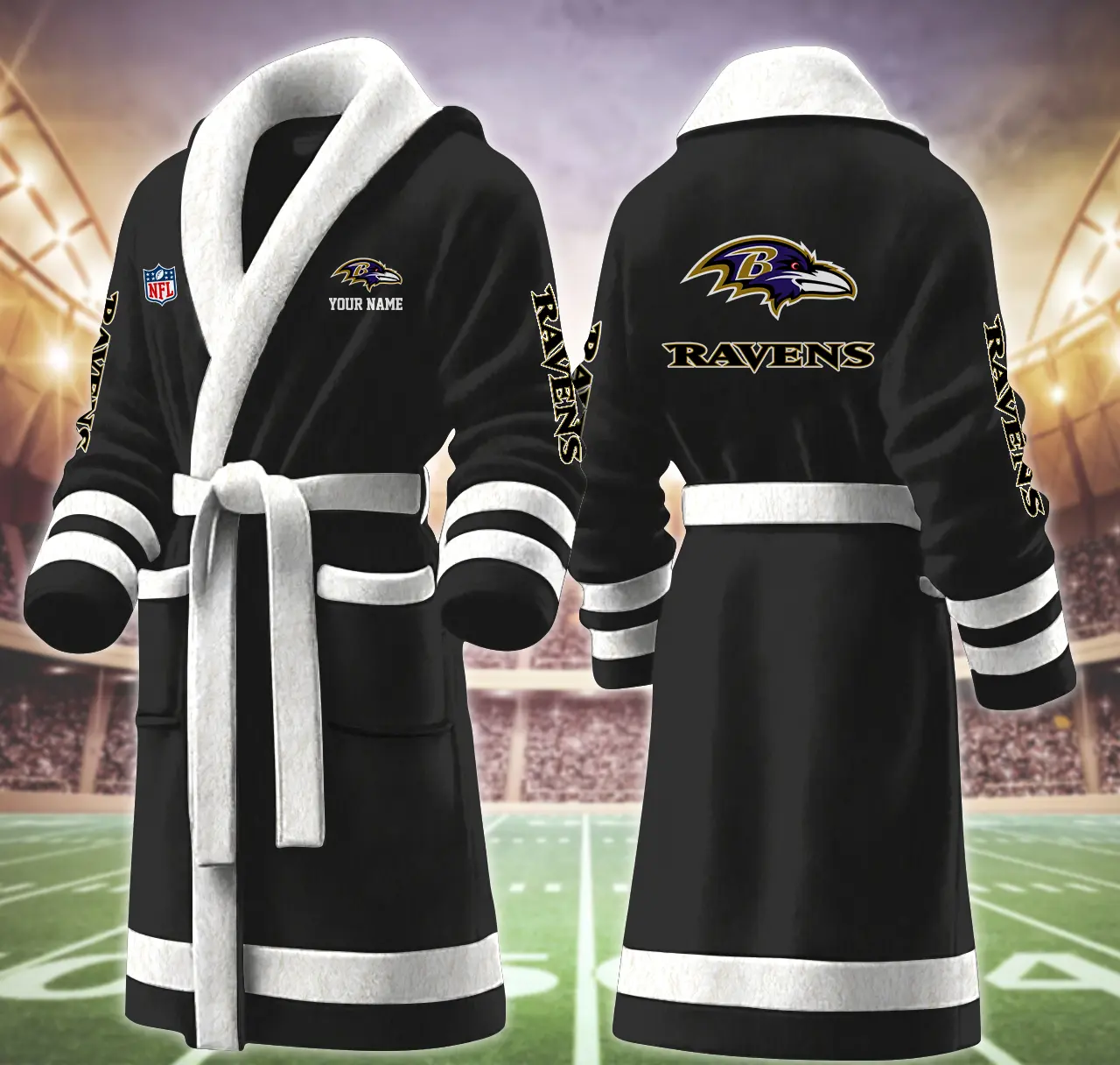 baltimore ravens nfl personalized fleece bathrobe vpo2w