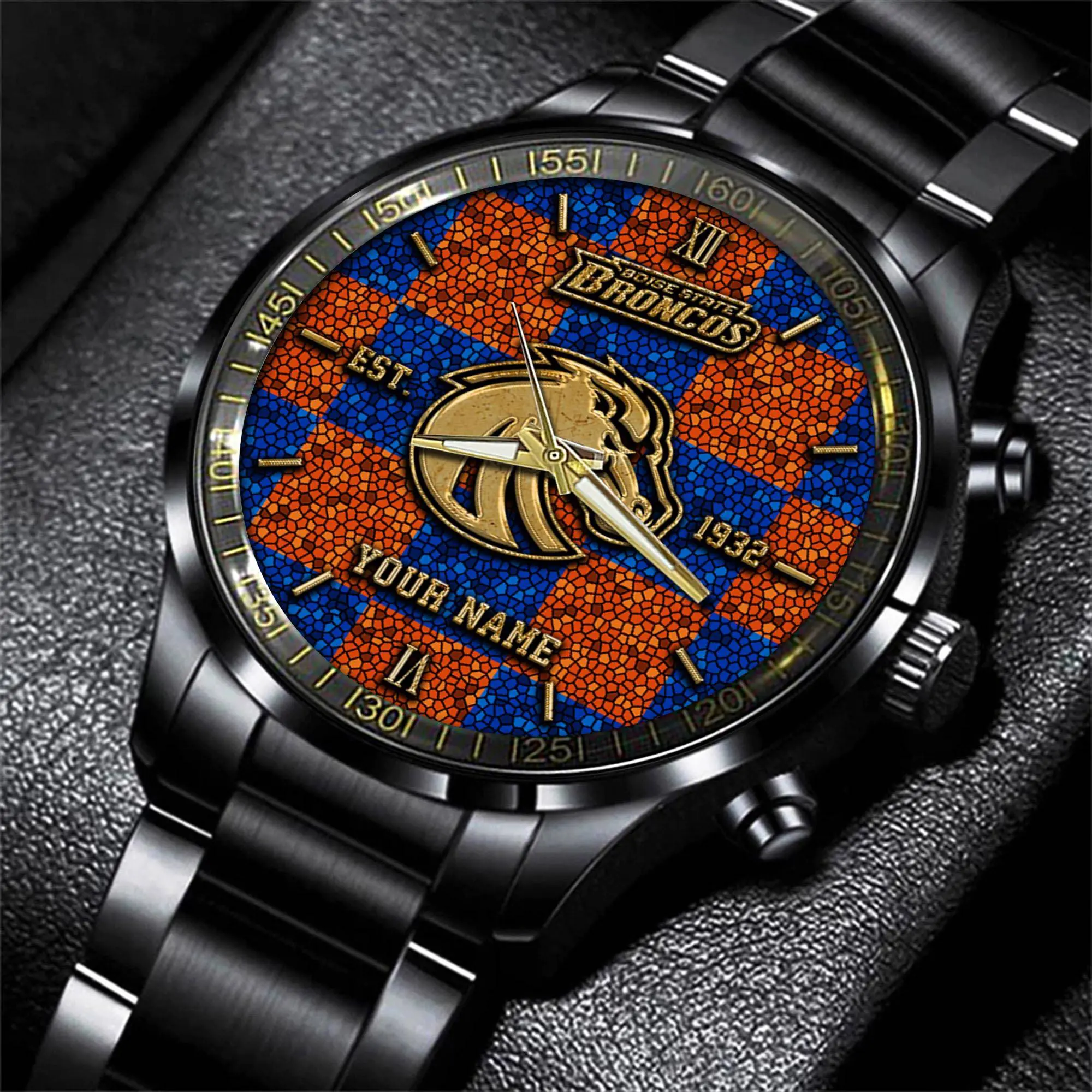 boise state broncos ncaa personalized black new hand watch gifts for fans 2m28w