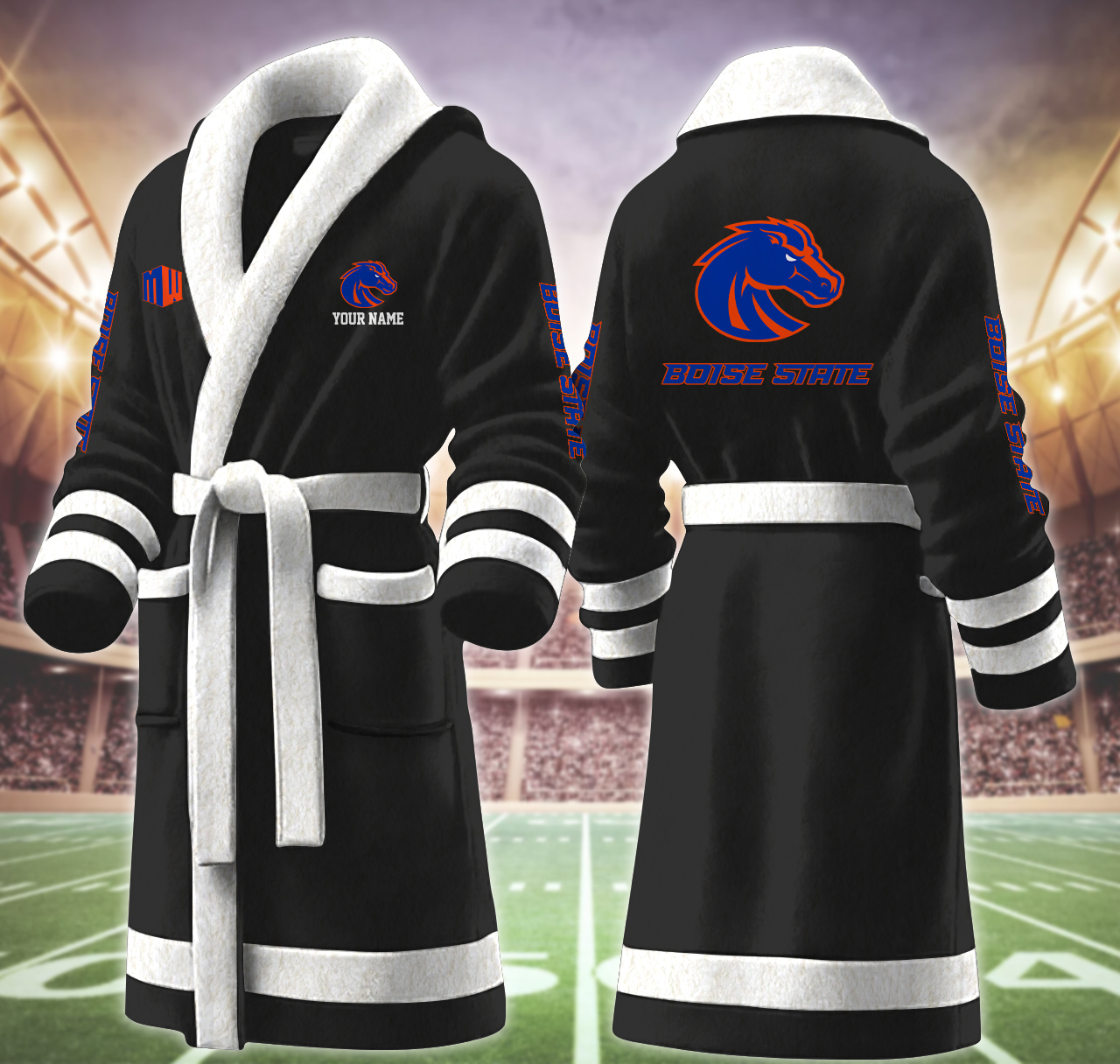 boise state broncos ncaa personalized fleece bathrobe z23pz