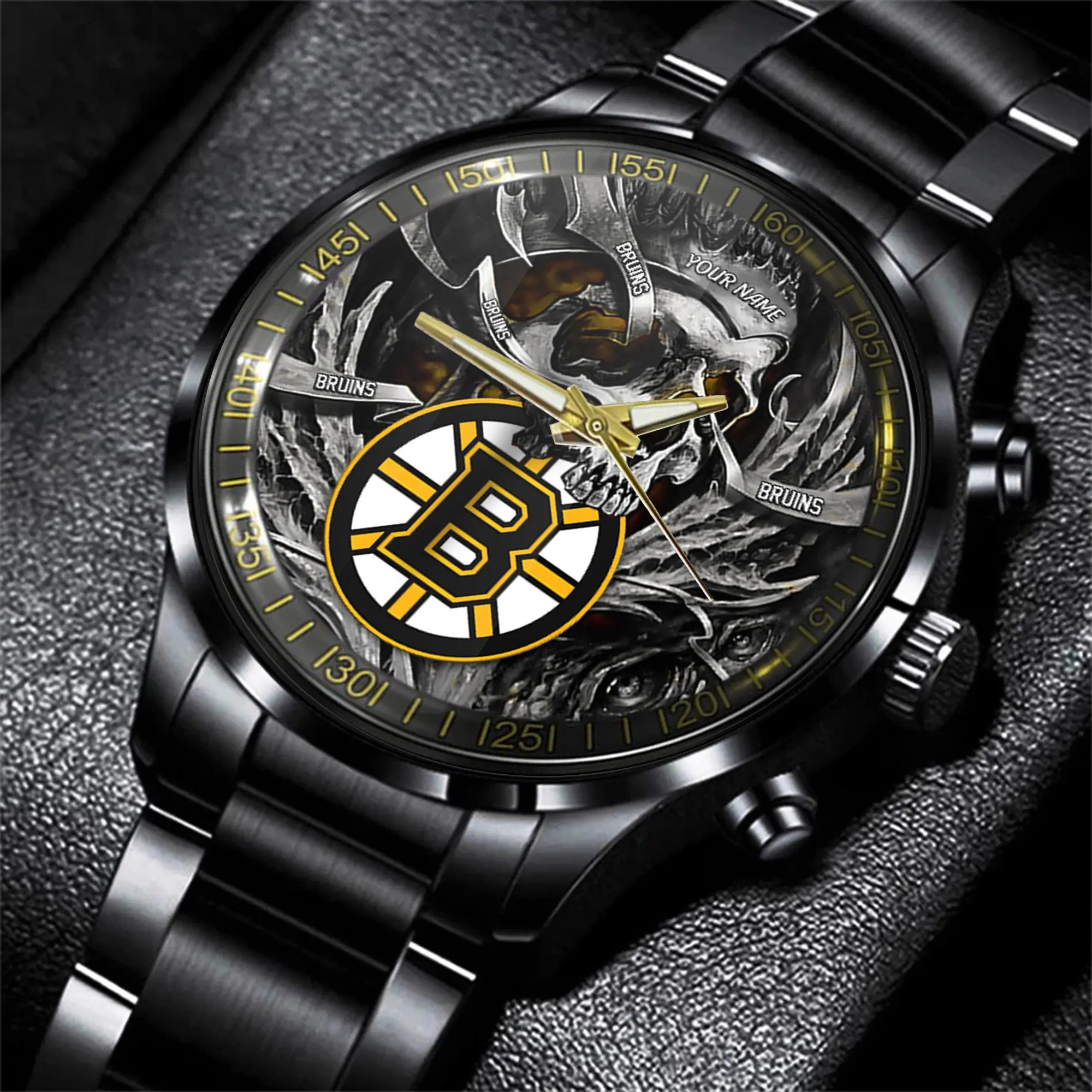 boston bruins nhl skull personalized hand watch gift for fans 27f2f