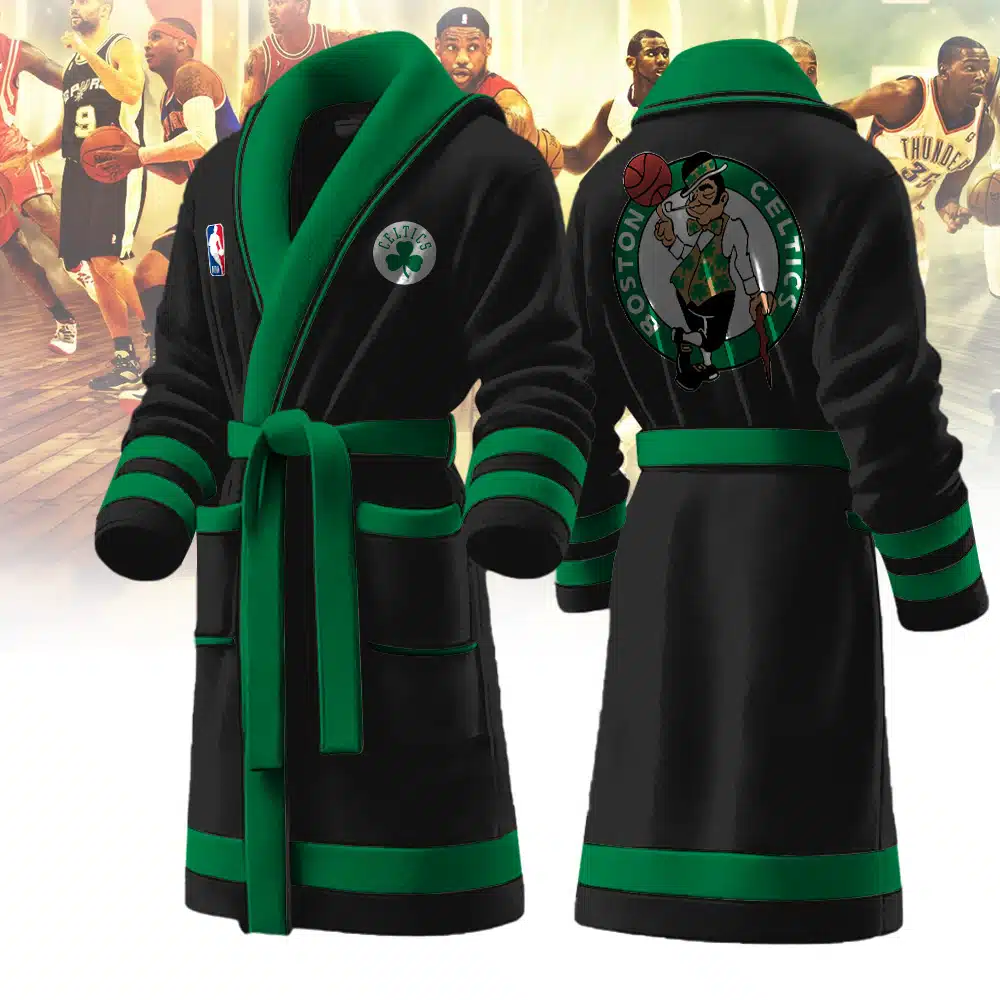 boston celtics nba personalized fleece bathrobe 468jz
