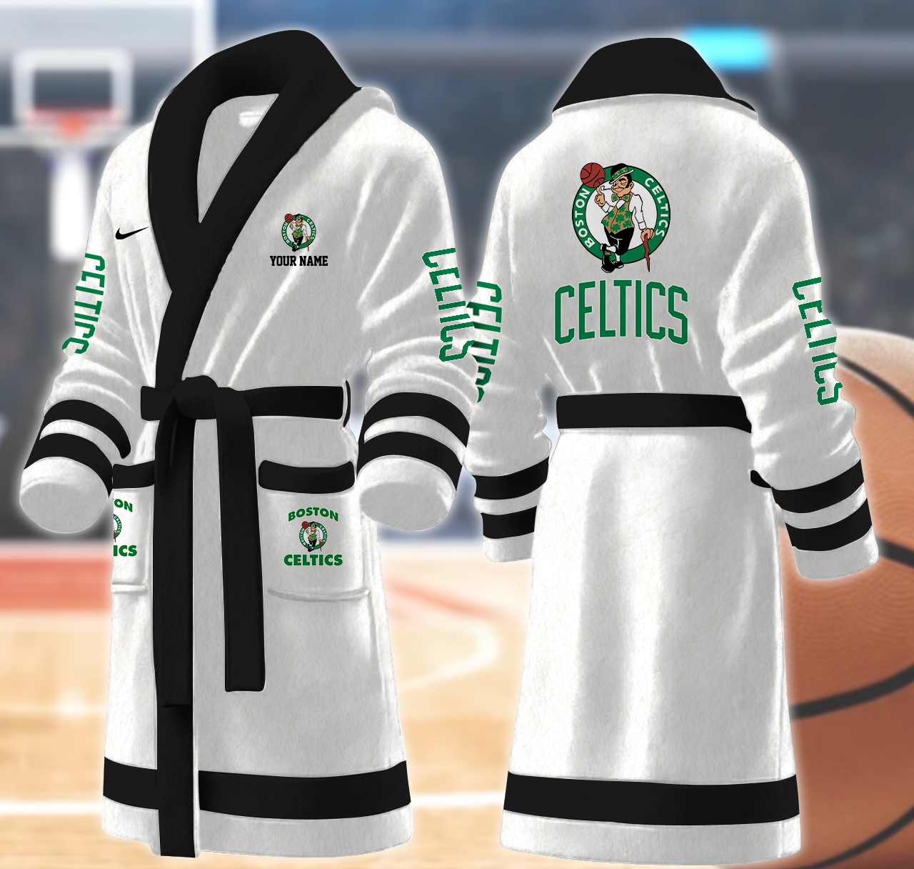 boston celtics nba personalized fleece bathrobe 4gxa5
