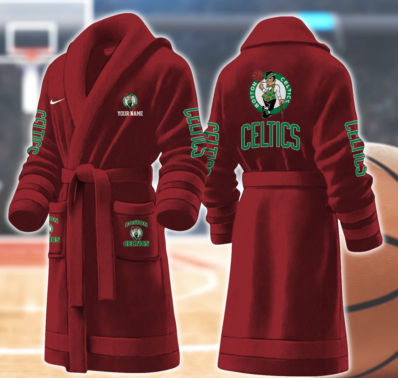 boston celtics nba personalized fleece bathrobe bgmdz