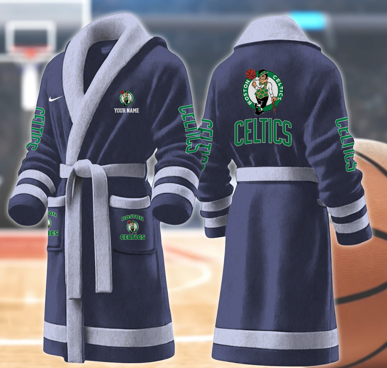 boston celtics nba personalized fleece bathrobe geci0