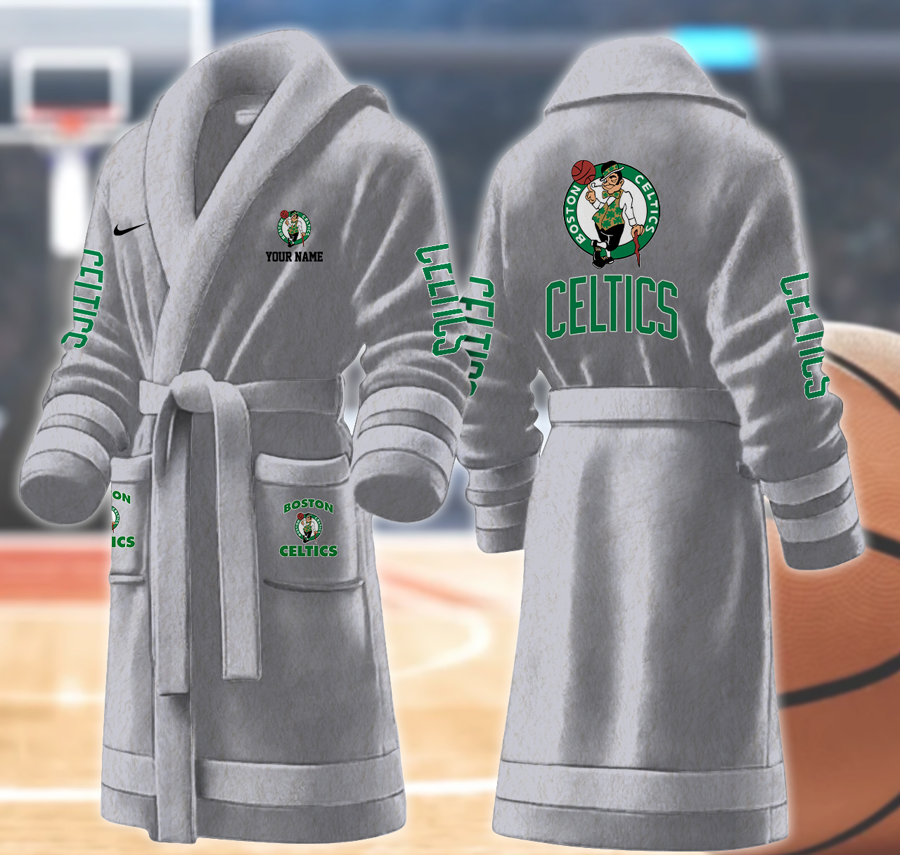 boston celtics nba personalized fleece bathrobe itbyv