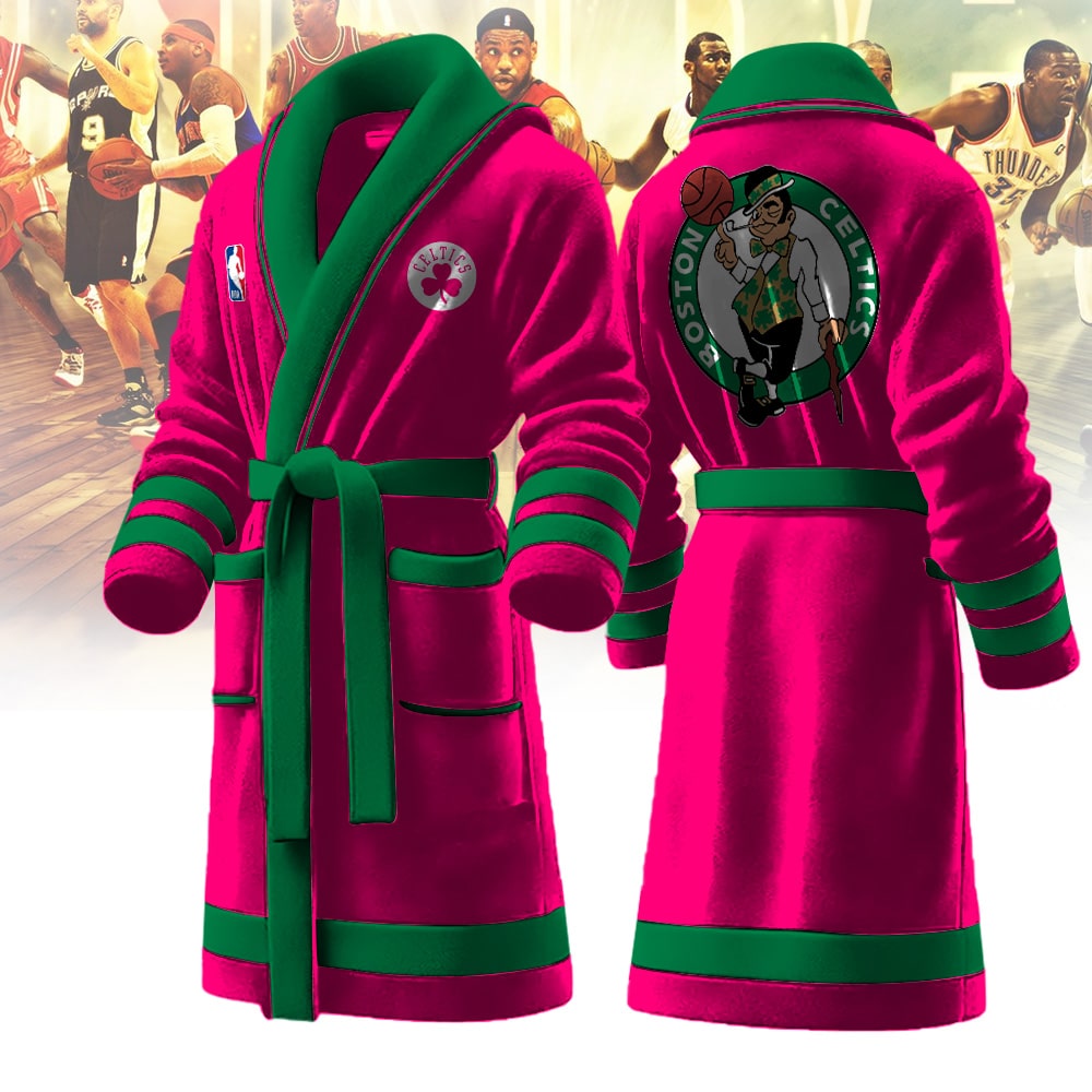 boston celtics nba personalized fleece bathrobe j01qe