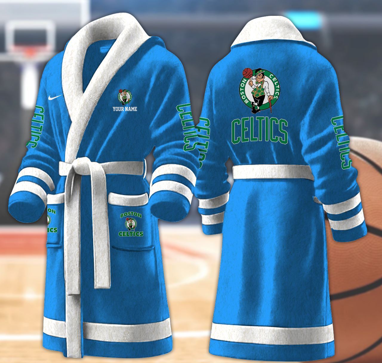 boston celtics nba personalized fleece bathrobe pklss