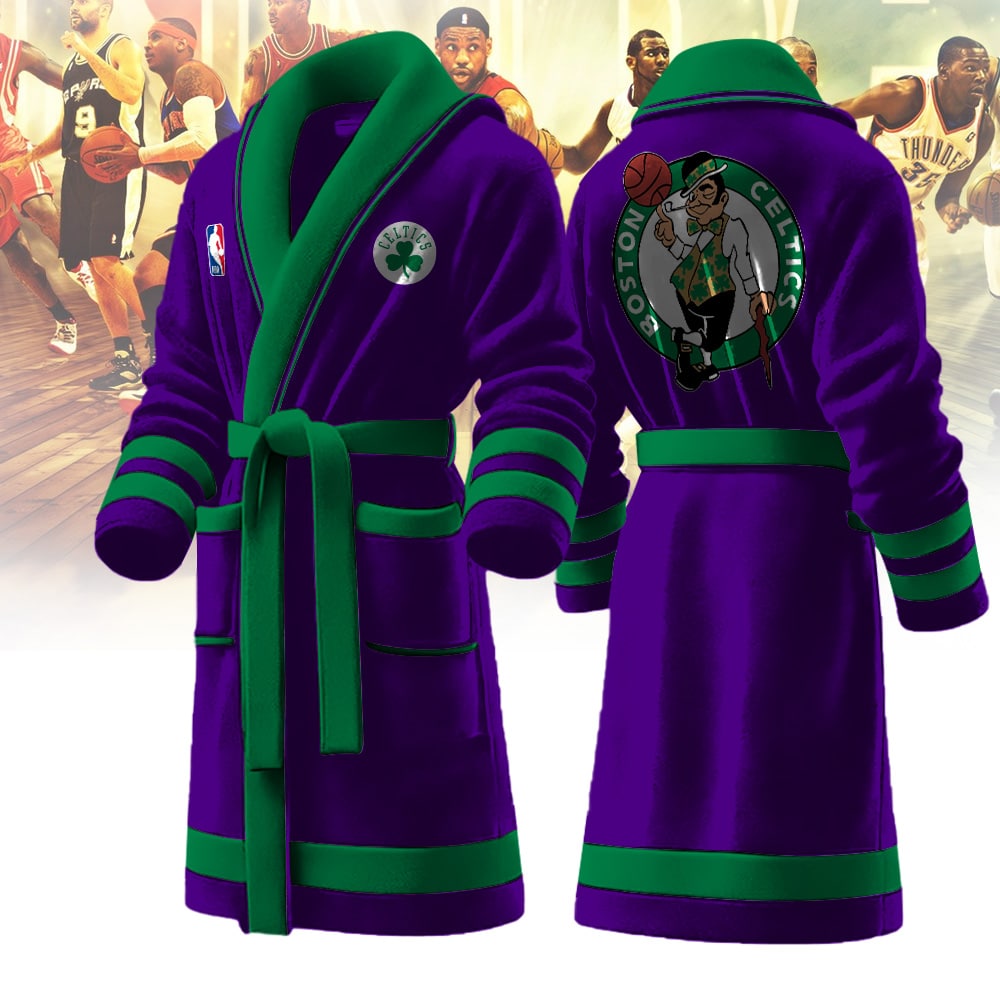 boston celtics nba personalized fleece bathrobe restz