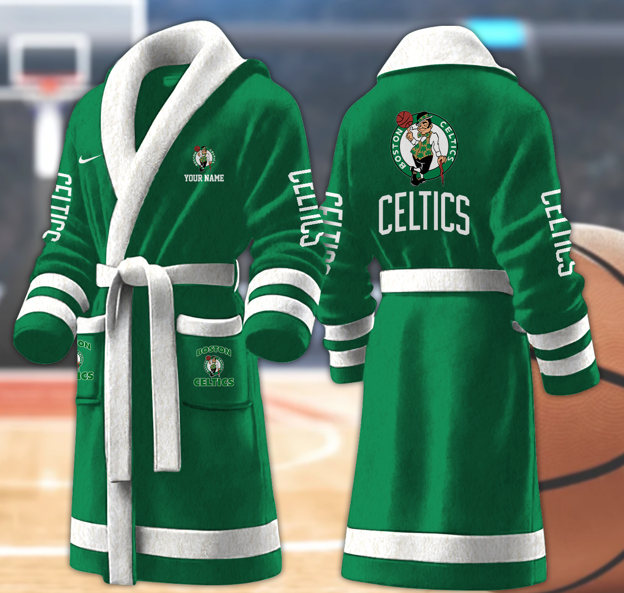 boston celtics nba personalized fleece bathrobe y1t1q