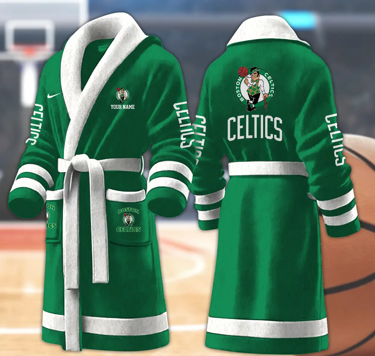 boston celtics nba personalized fleece bathrobe y1t1q