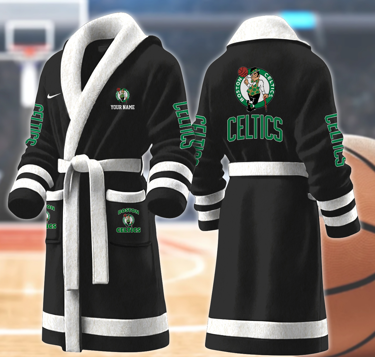 boston celtics nba personalized fleece bathrobe zrpxd