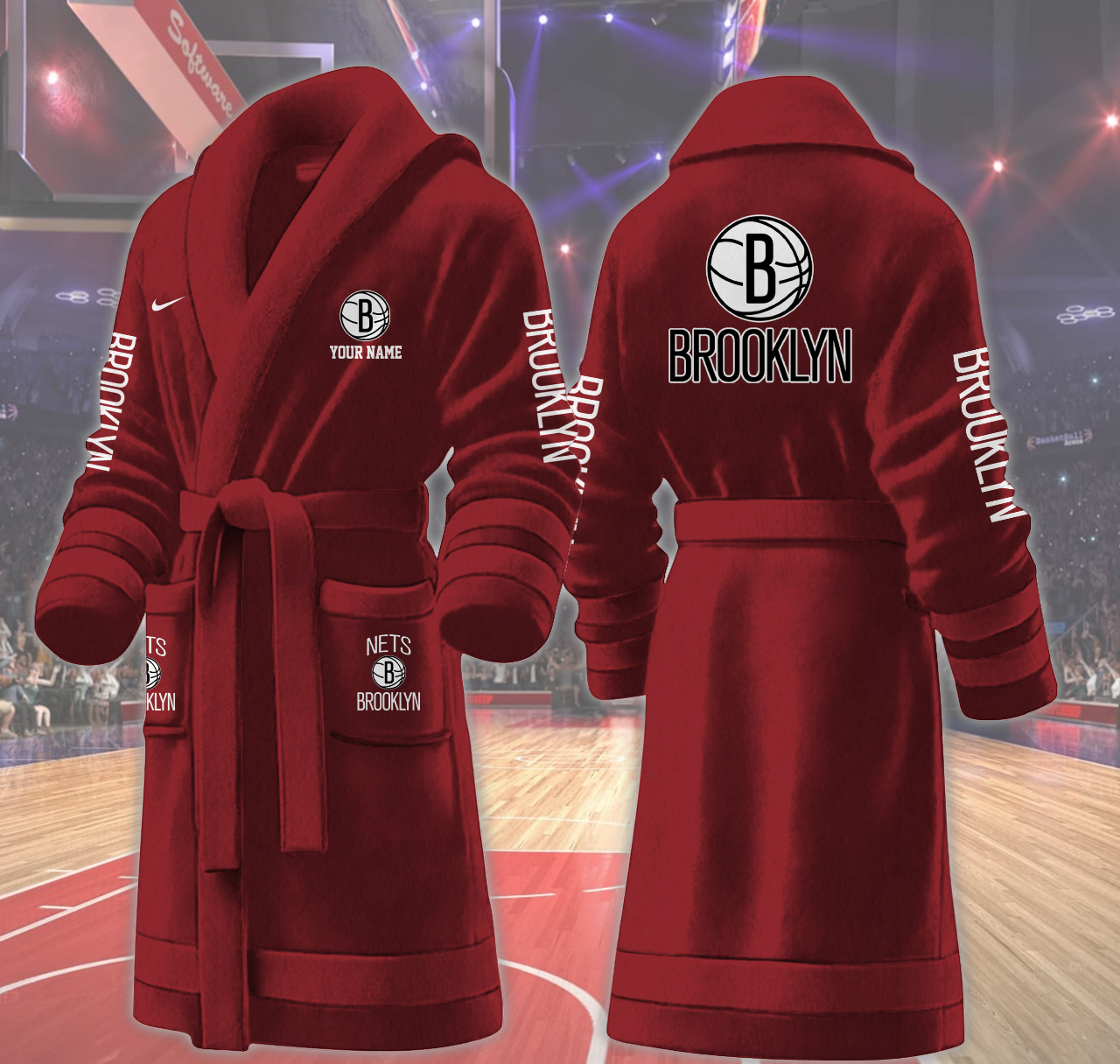 brooklyn nets nba personalized fleece bathrobe iqxqs