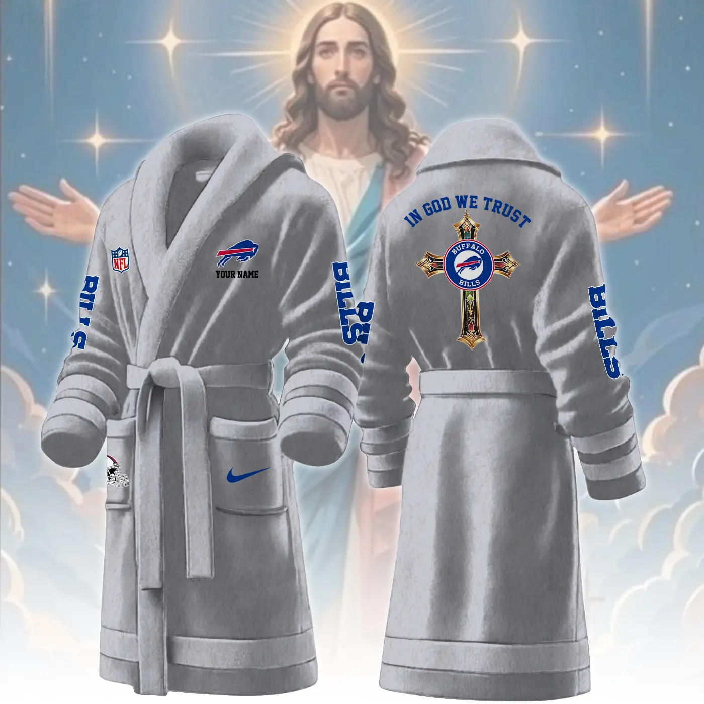 buffalo bills nfl personalized fleece bathrobe chhdx