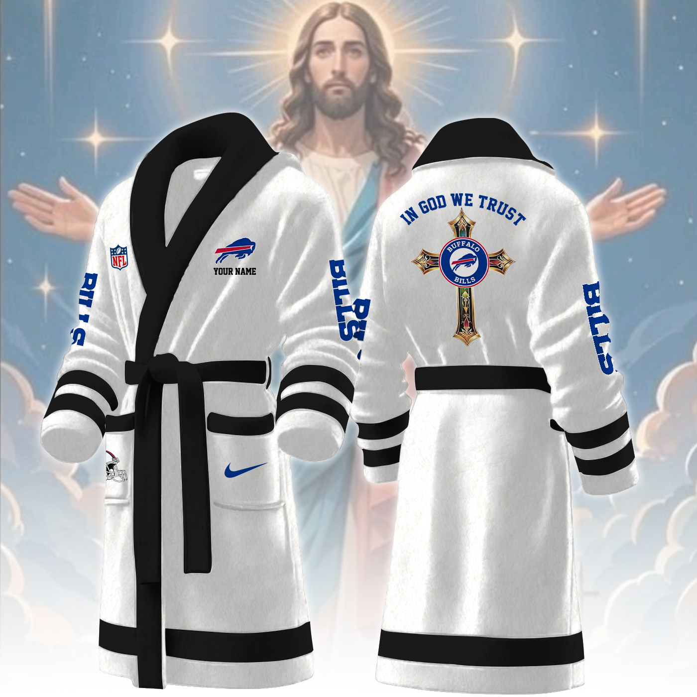 buffalo bills nfl personalized fleece bathrobe erjck