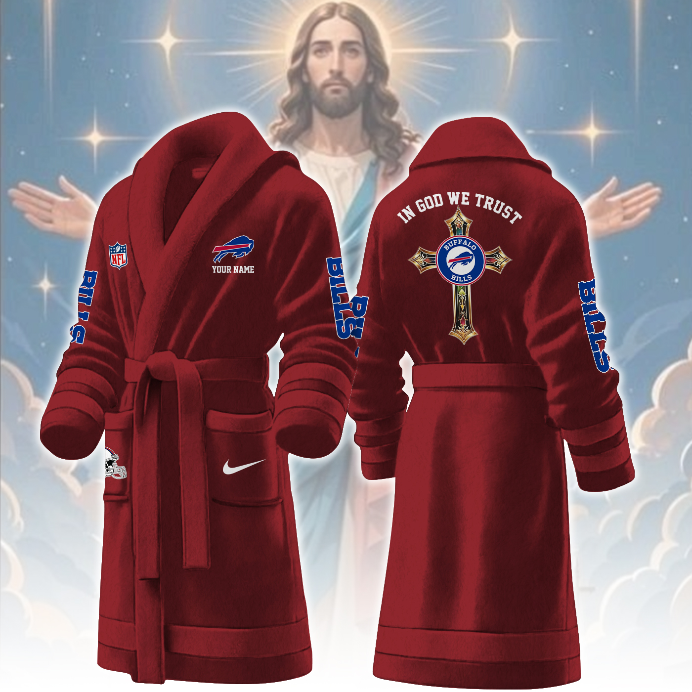 buffalo bills nfl personalized fleece bathrobe etfug
